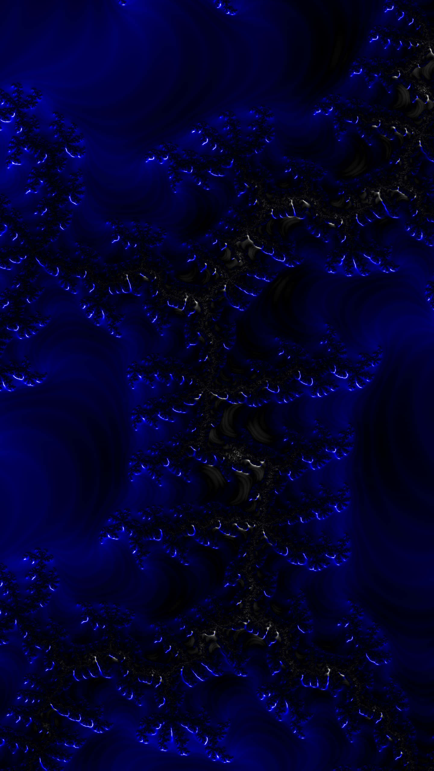 abstract fractal pattern, deep royal blue, black, 2K Phone Wallpaper