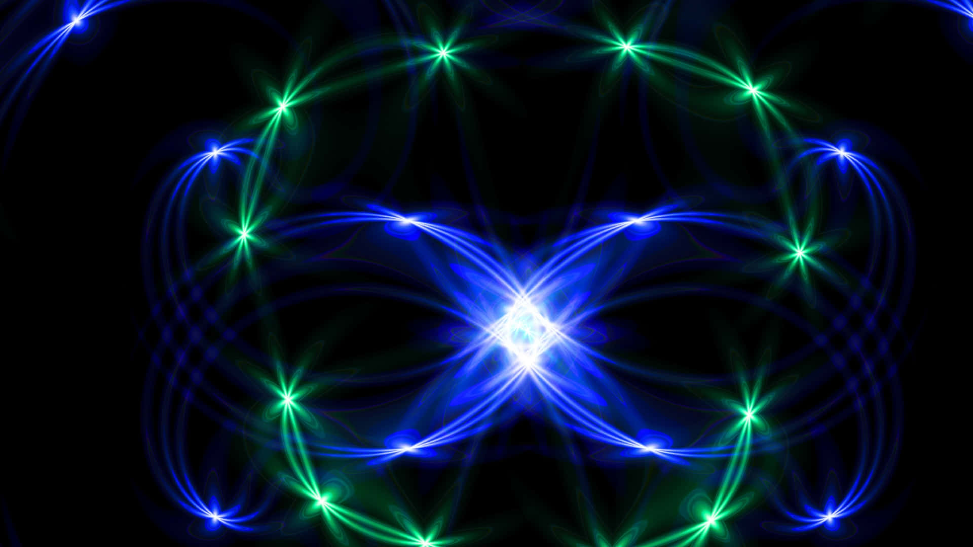 blue, green, fractal light trails, Full HD Desktop Wallpaper