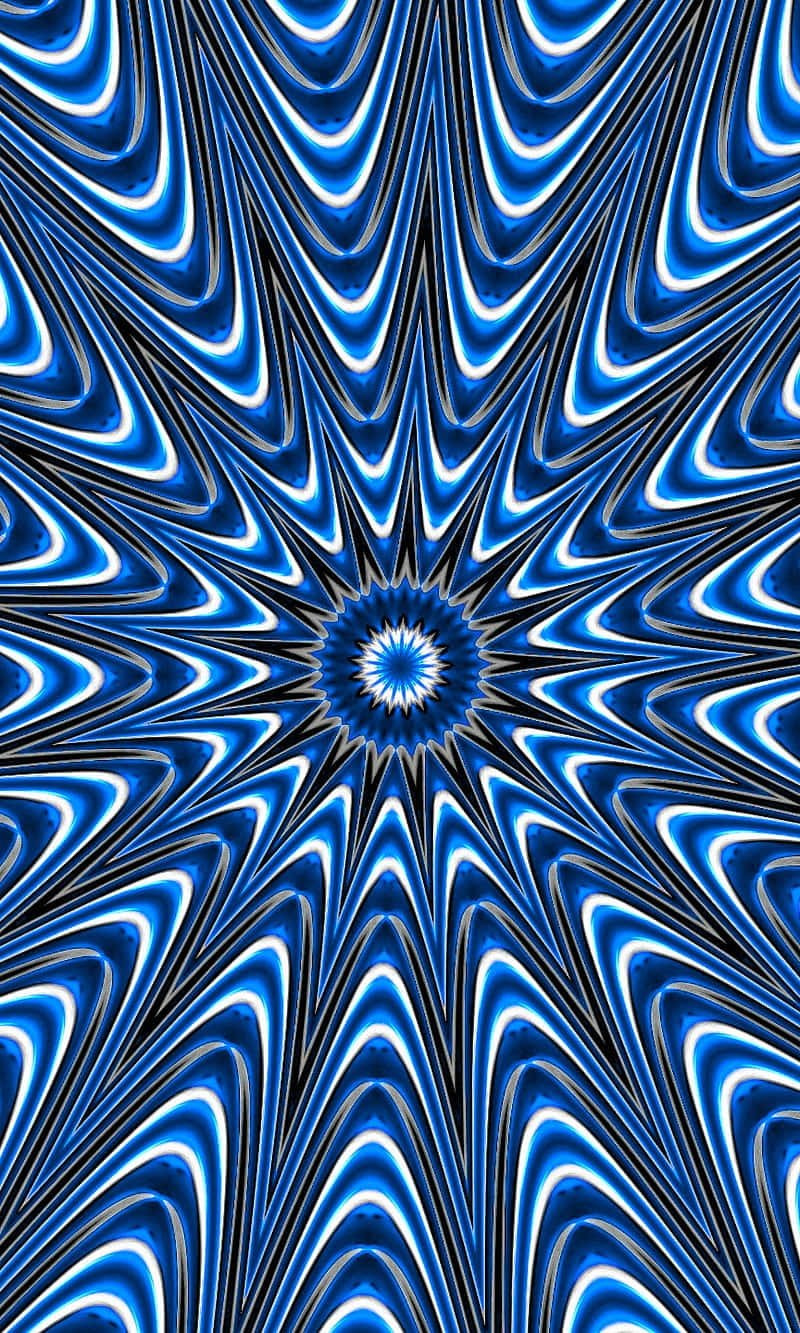 blue psychedelic kaleidoscope, hypnotic blue and black starburst pattern, wavy stripes, HD Phone Wallpaper