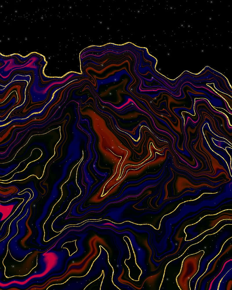 starry black sky, deep blue, red, SD Phone Wallpaper