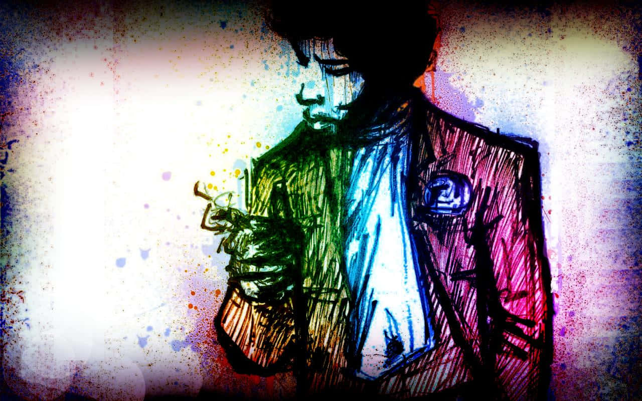 Trippy Desktop, colorful suit, microphone, HD Desktop Wallpaper