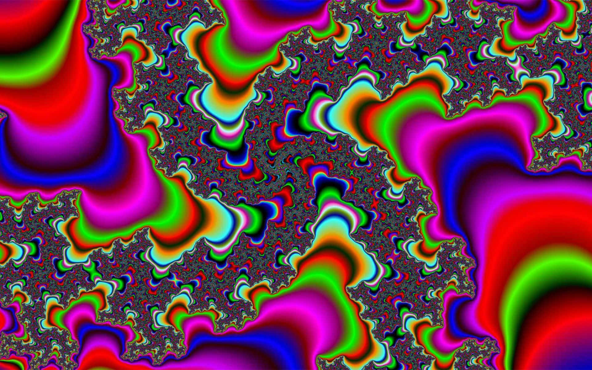 psychedelic paradise, vibrant psychedelic fractal patterns, neon hues, Full HD Desktop Wallpaper