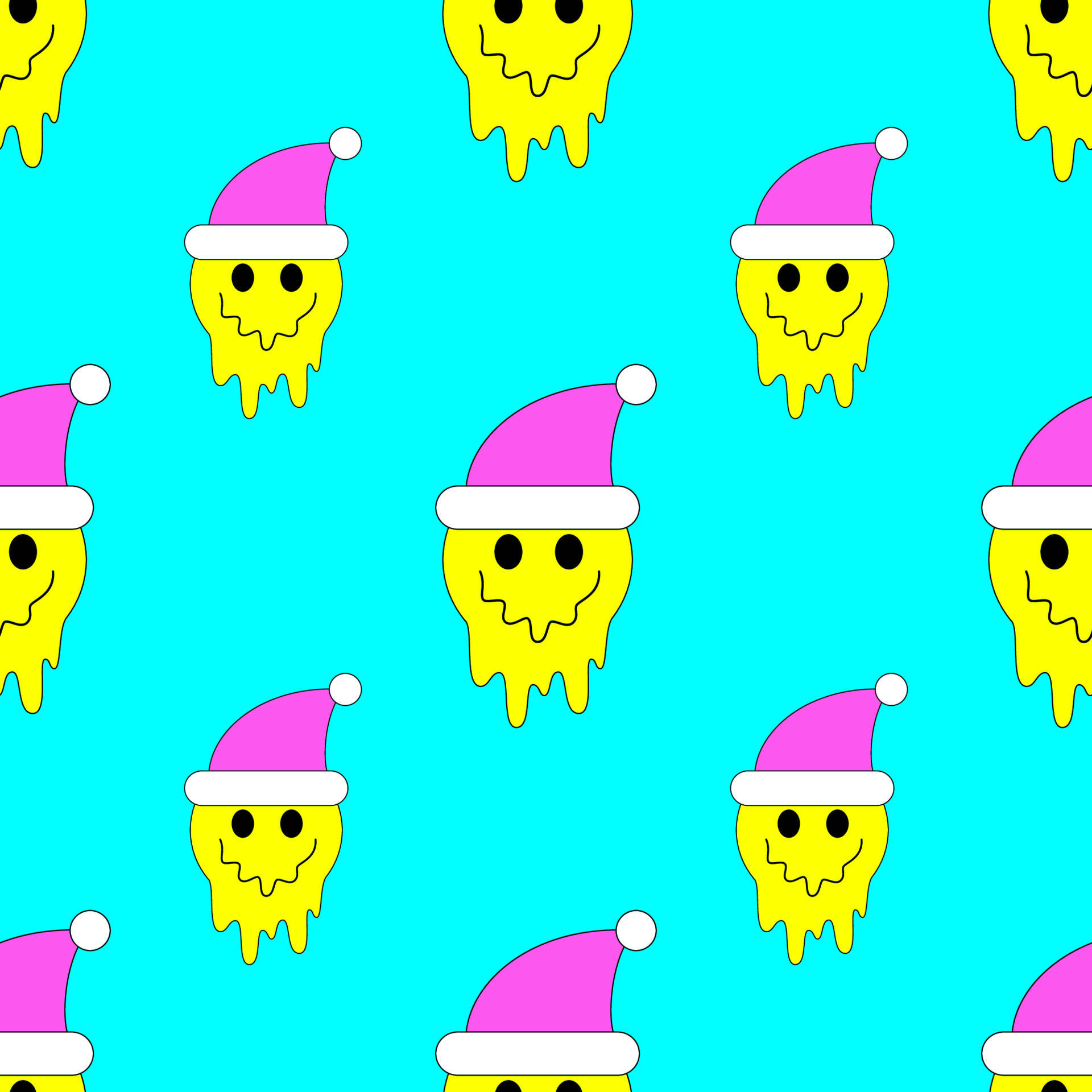 Trippy Face, cyan, yellow, Full HD Desktop Wallpaper