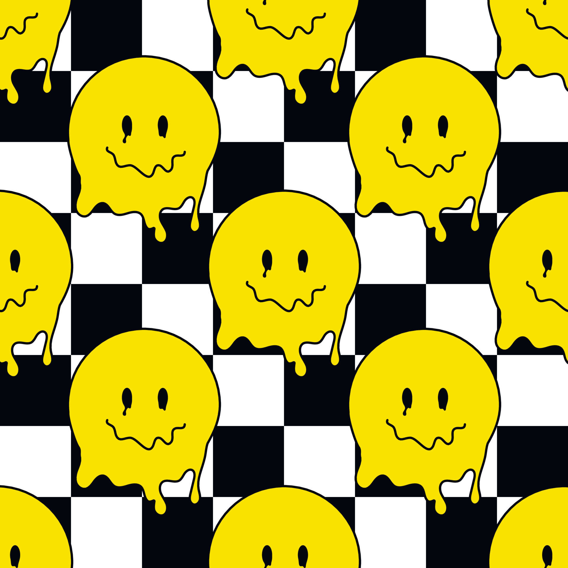 Trippy Face, vibrant yellow, melting smiley faces, Full HD Desktop Wallpaper