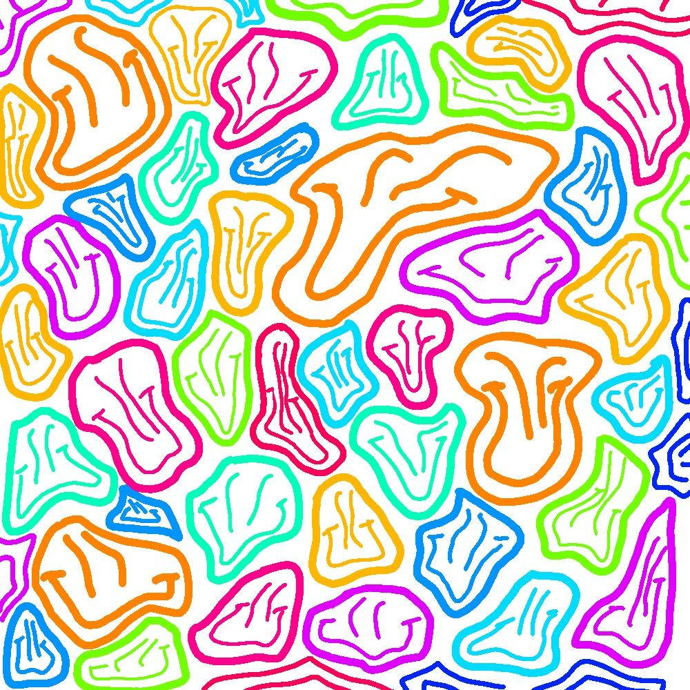 Trippy Face, neon outlines, abstract organic shapes, SD Desktop Wallpaper