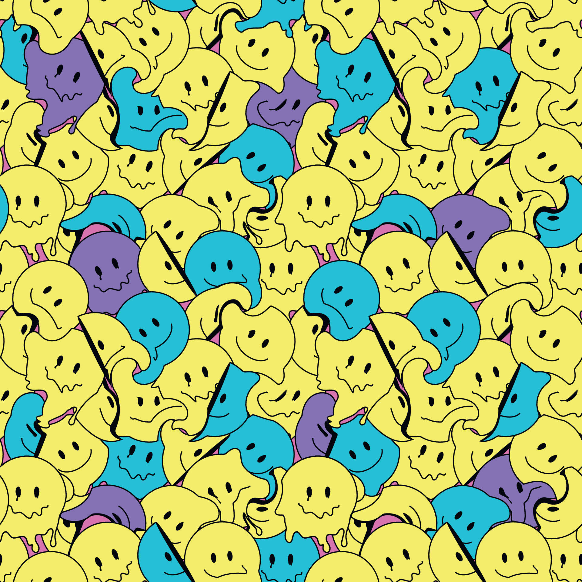 Trippy Face, yellow, blue, Full HD Desktop Wallpaper