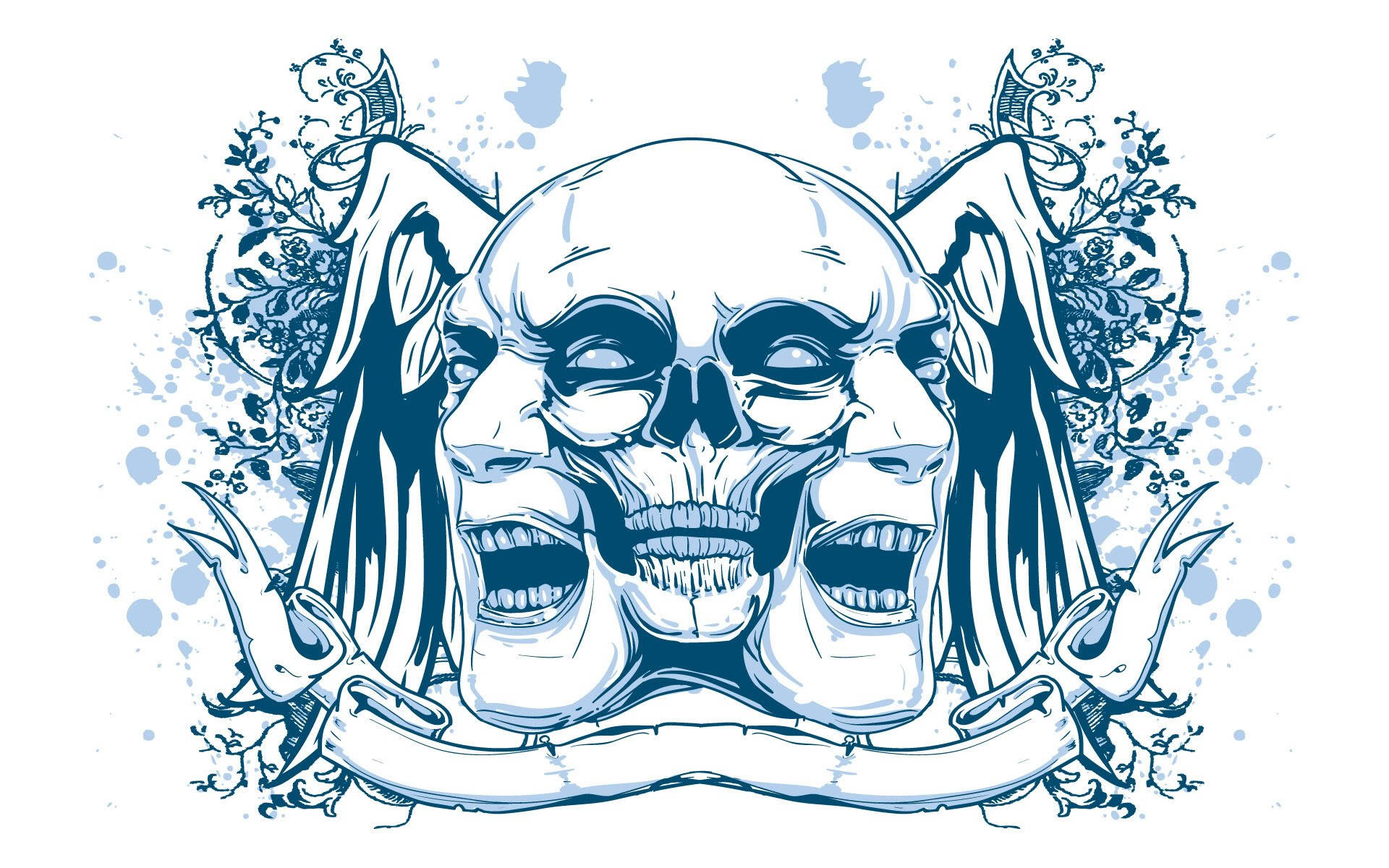 Trippy Face, skull, screaming faces, Full HD Desktop Wallpaper