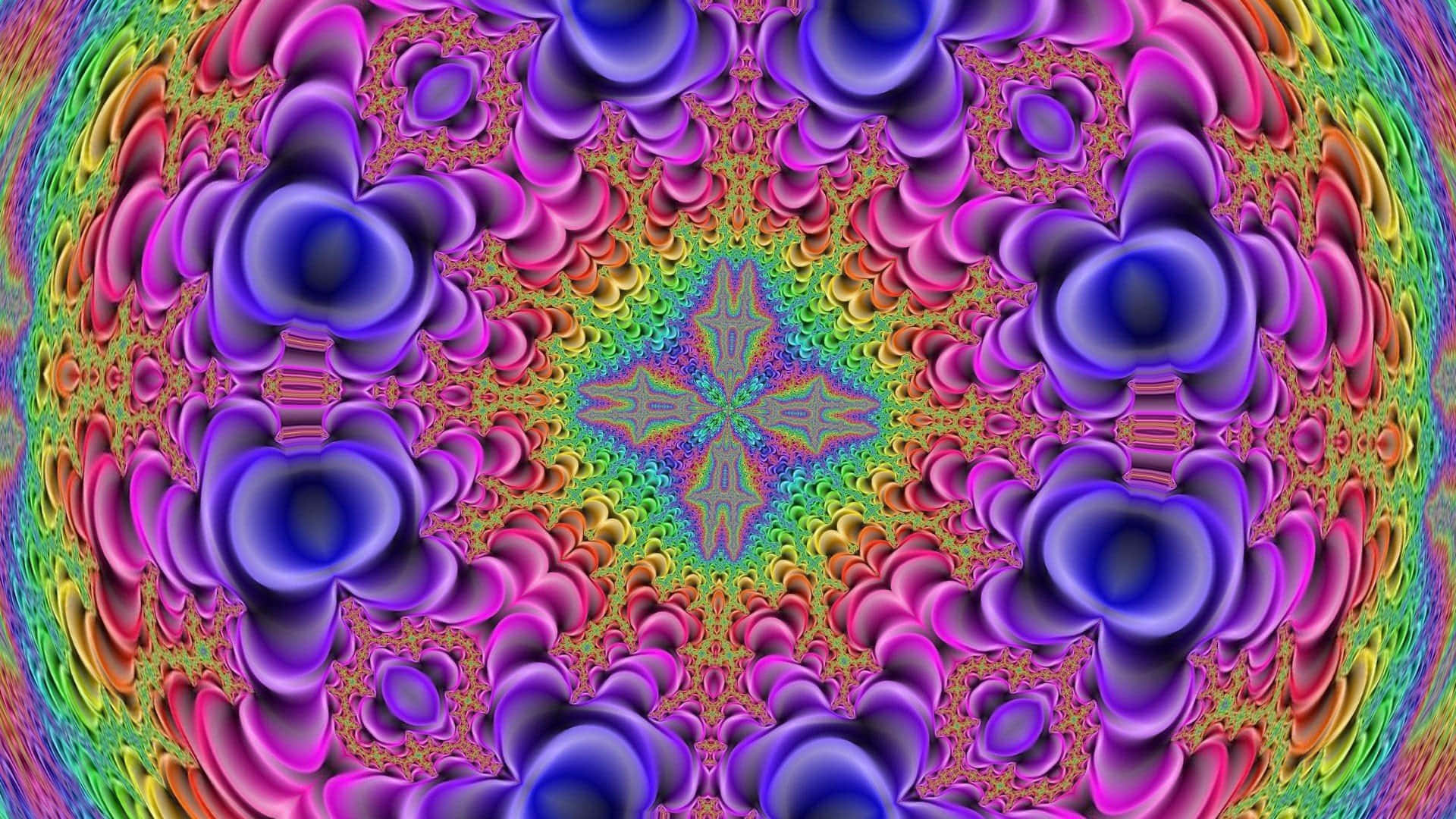 Trippy Fractals, psychedelic fractal mandala, swirling purple pink and green patterns, Full HD Desktop Wallpaper