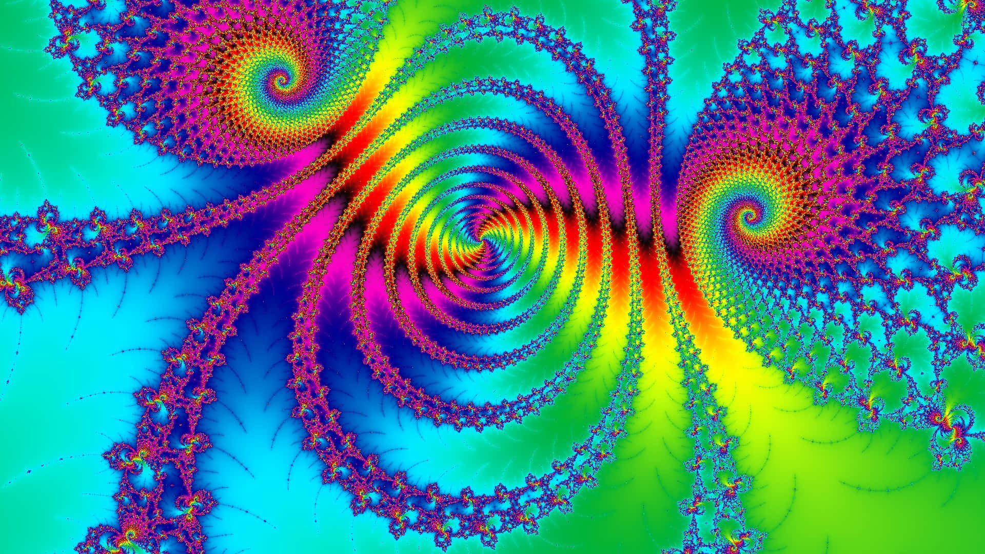 Trippy Fractals, vibrant hues, electric rainbow hues, Full HD Desktop Wallpaper