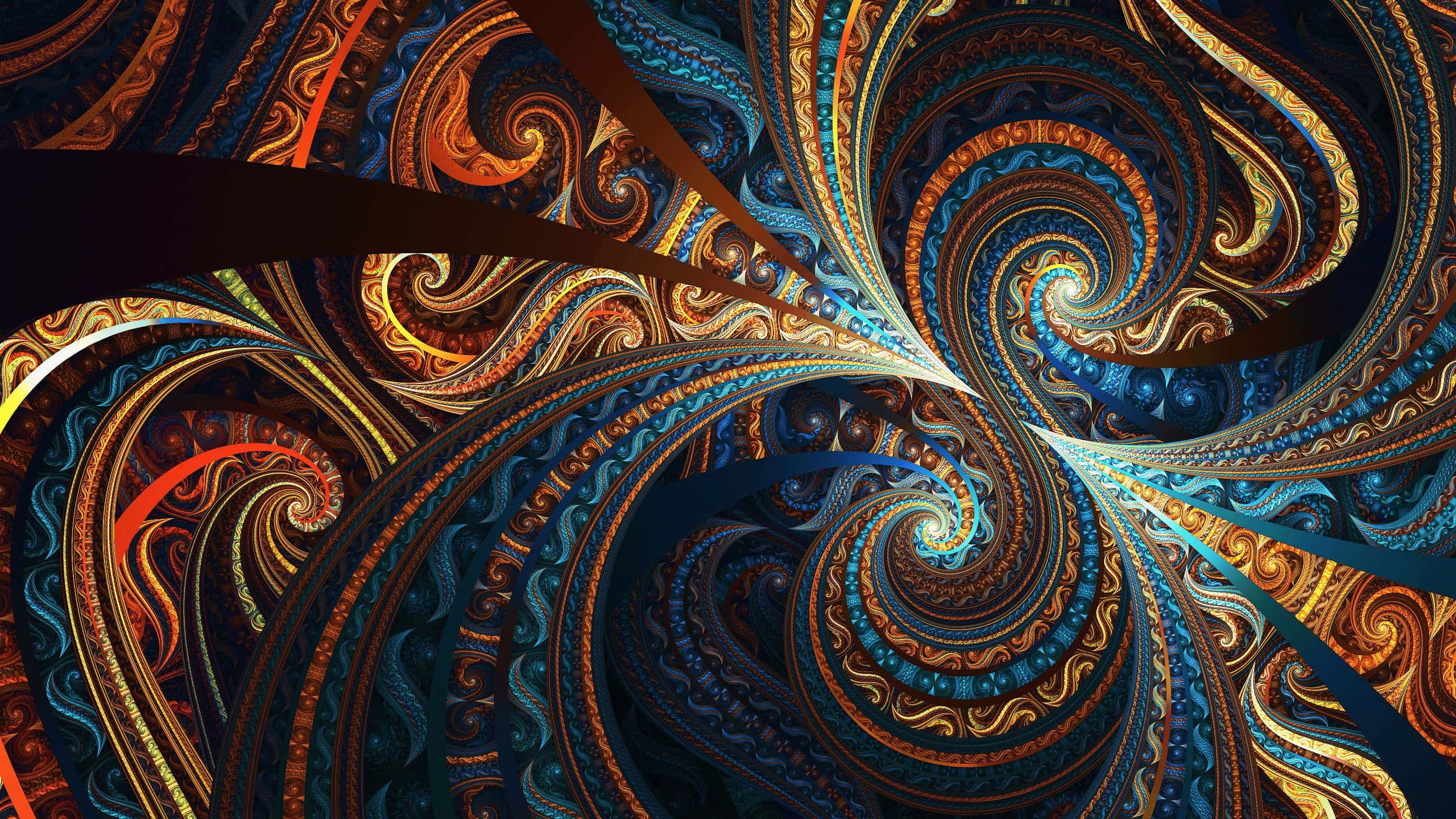 Trippy Fractals, 2560 x 1440, deep blue, 2K Desktop Wallpaper