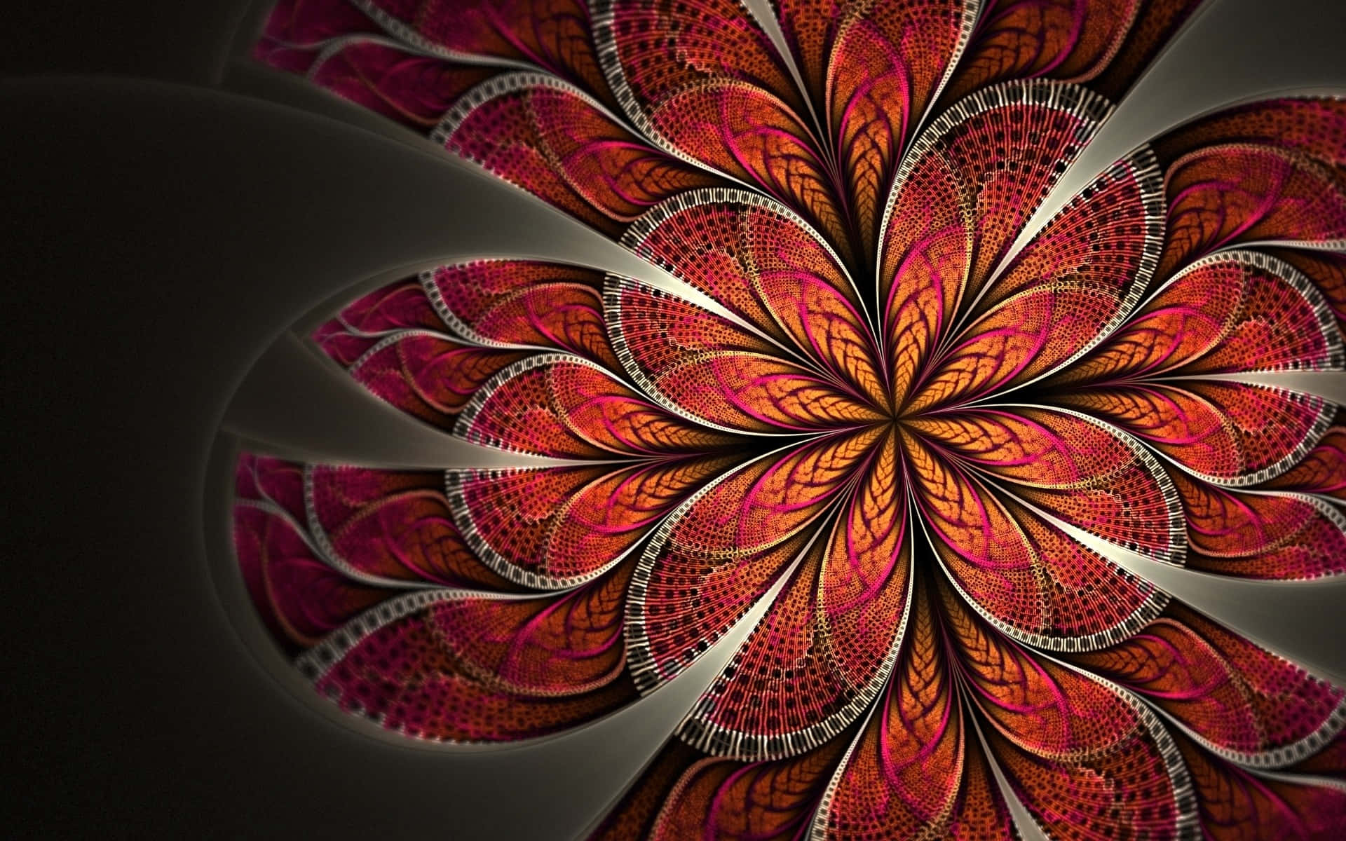 Trippy Fractals, fractal flower, red orange, Full HD Desktop Wallpaper