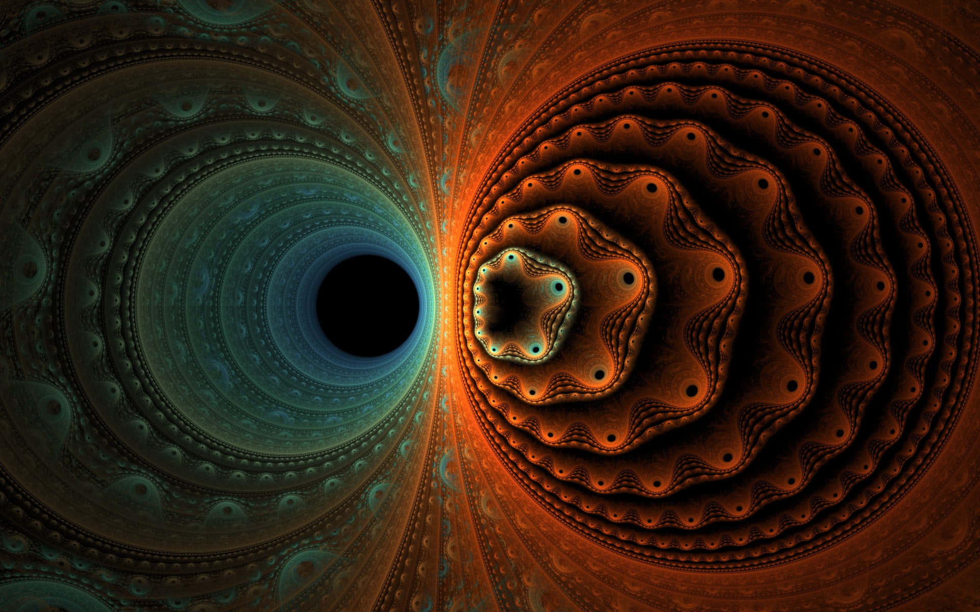 Trippy Fractals, teal, orange, Full HD Desktop Wallpaper