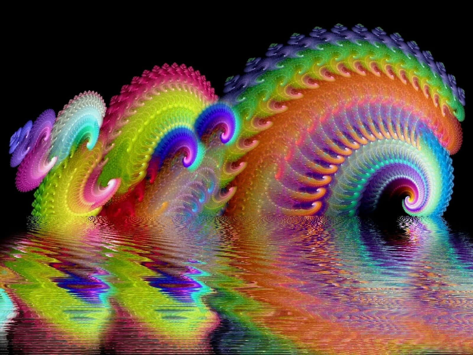 Trippy Fractals, rainbow hues, fractal spirals, HD Desktop Wallpaper