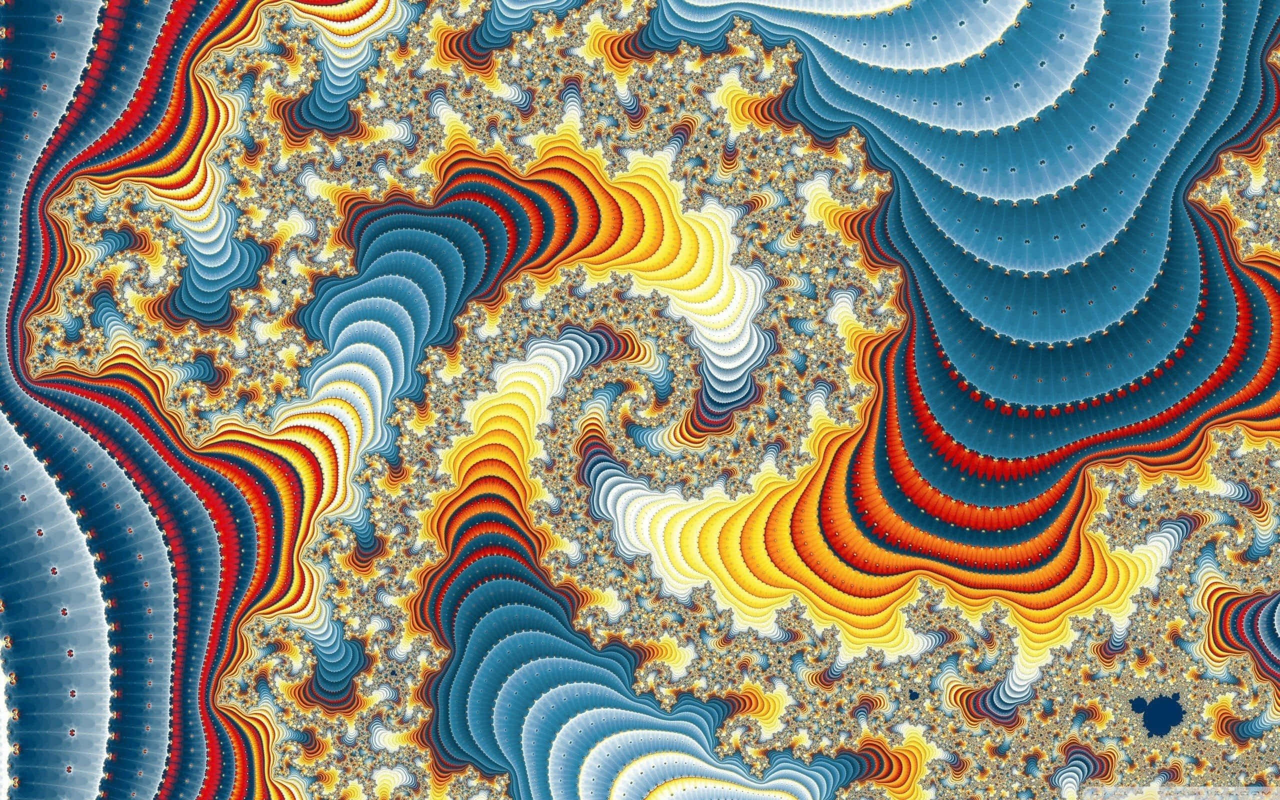 fractal pattern, spiral design, fiery oranges, 2K Desktop Wallpaper