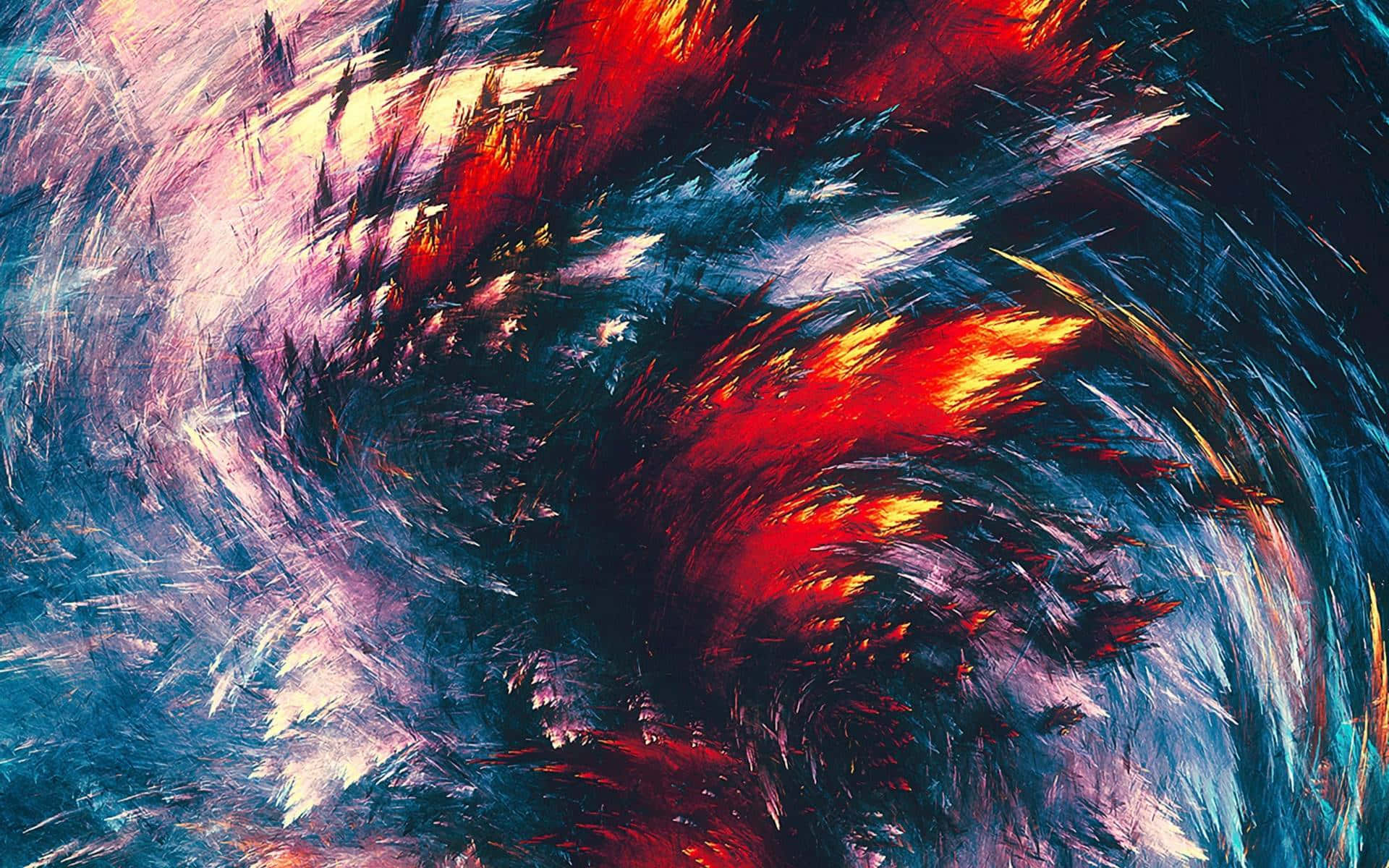 fractals, fiery red orange, deep blue purple, Full HD Desktop Wallpaper
