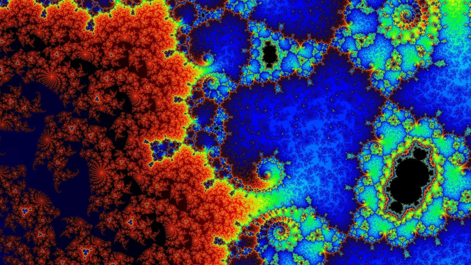 fractal patterns, fiery orange, electric blue, Full HD Desktop Wallpaper