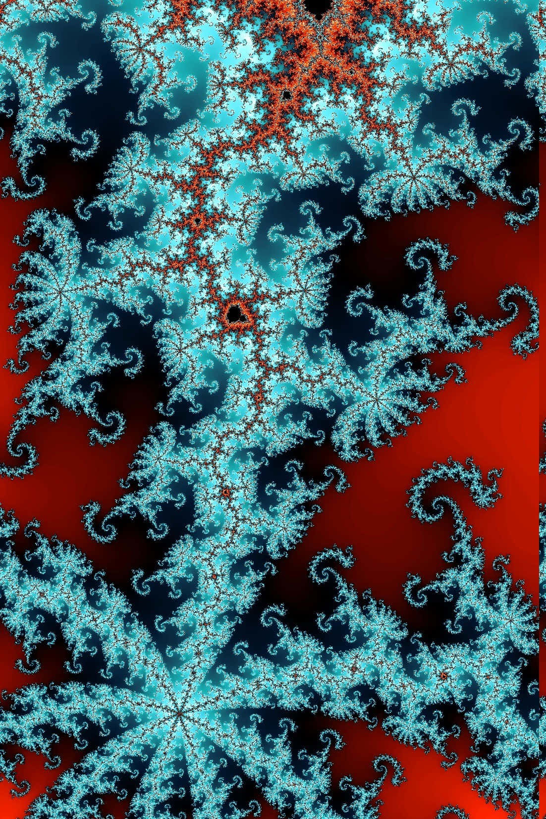 Trippy Fractals, teal, red, HD Phone Wallpaper