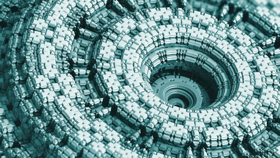 abstract fractal architecture spiral, teal, white, SD Desktop Wallpaper