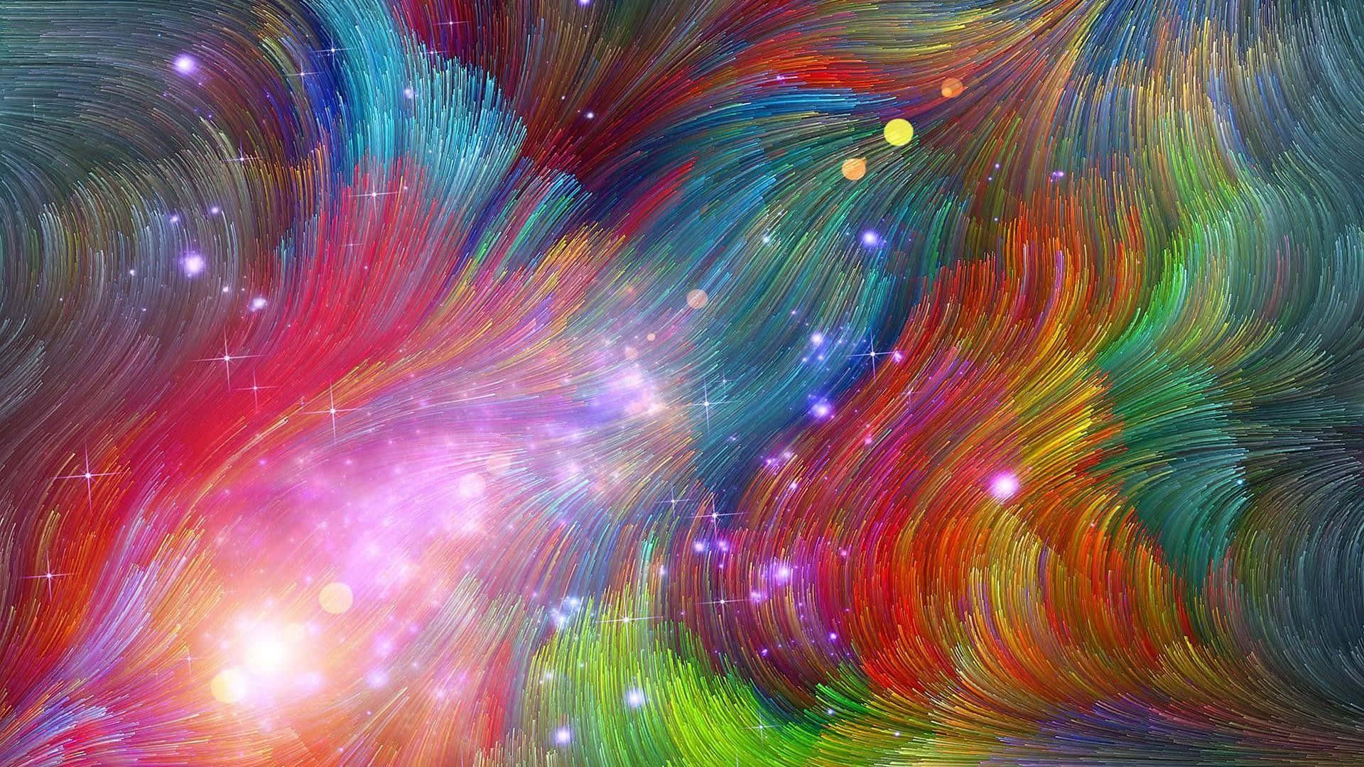 Trippy Galaxy, rainbow colors, sparkling stars, Full HD Desktop Wallpaper