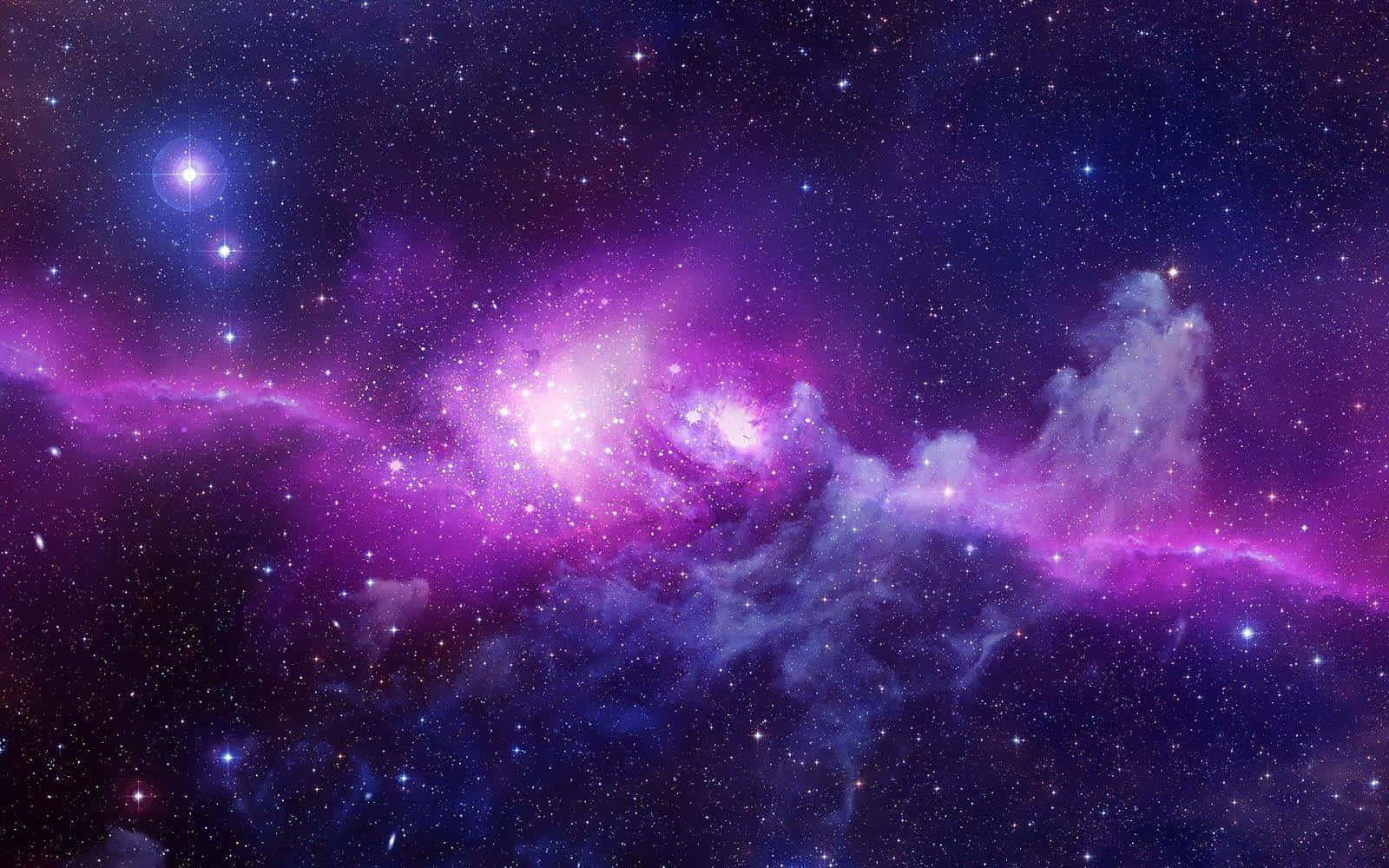 Trippy Galaxy, vibrant purple and blue nebula, glowing stars, HD Desktop Wallpaper