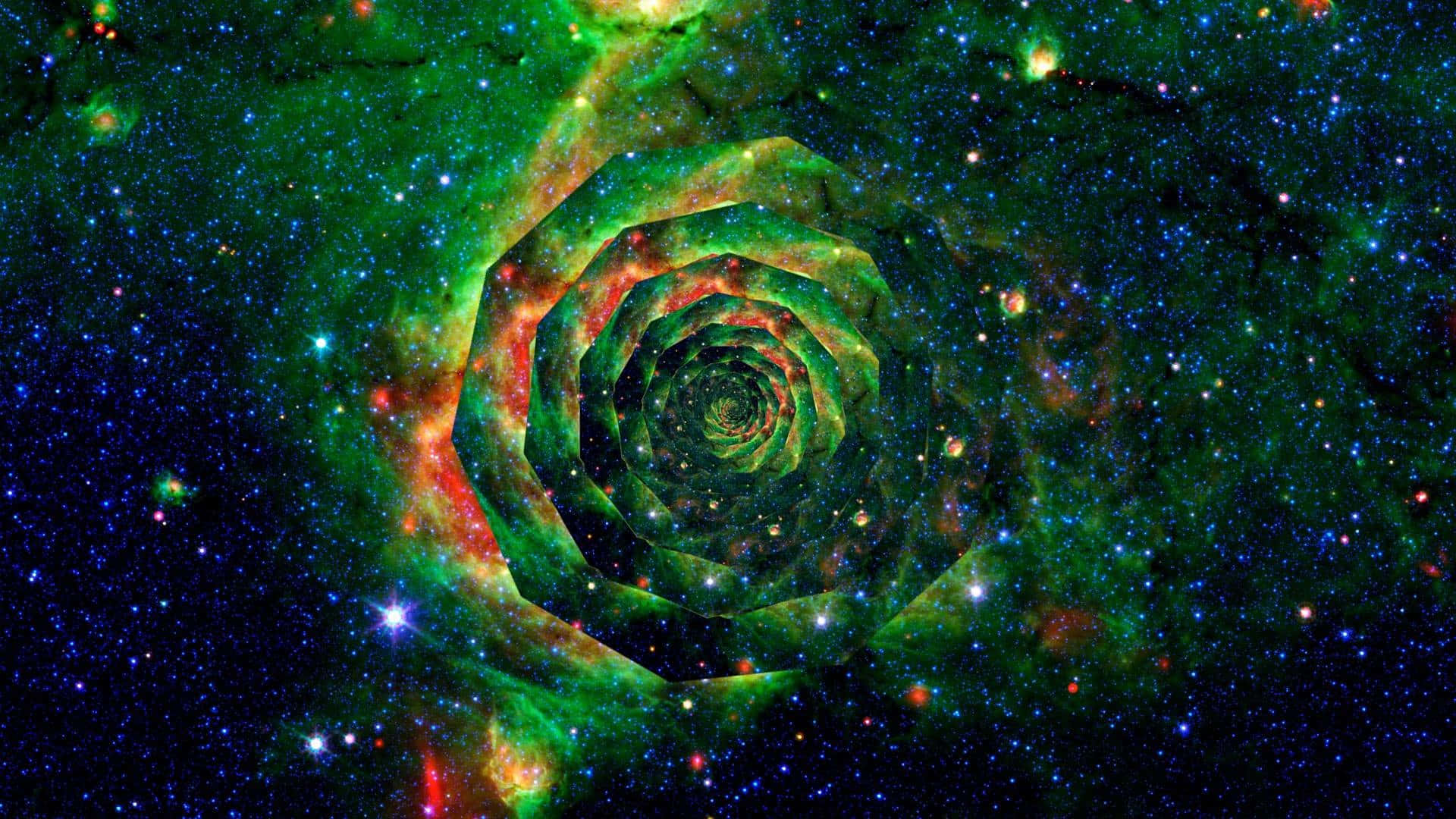 Trippy Galaxy, spiral galaxy, vibrant green, Full HD Desktop Wallpaper