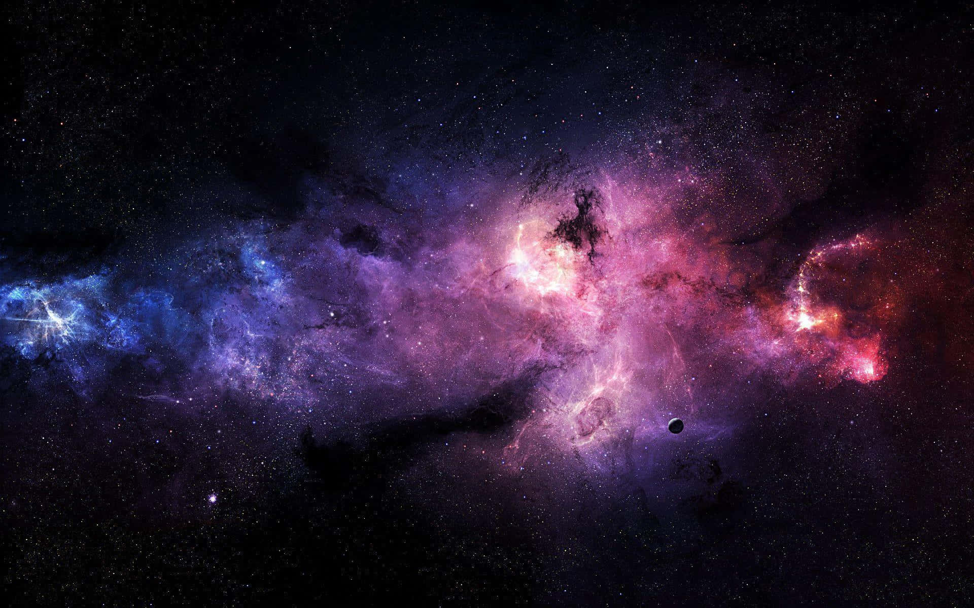 Trippy Galaxy, cosmic nebula, vibrant purples pinks and blues, Full HD Desktop Wallpaper