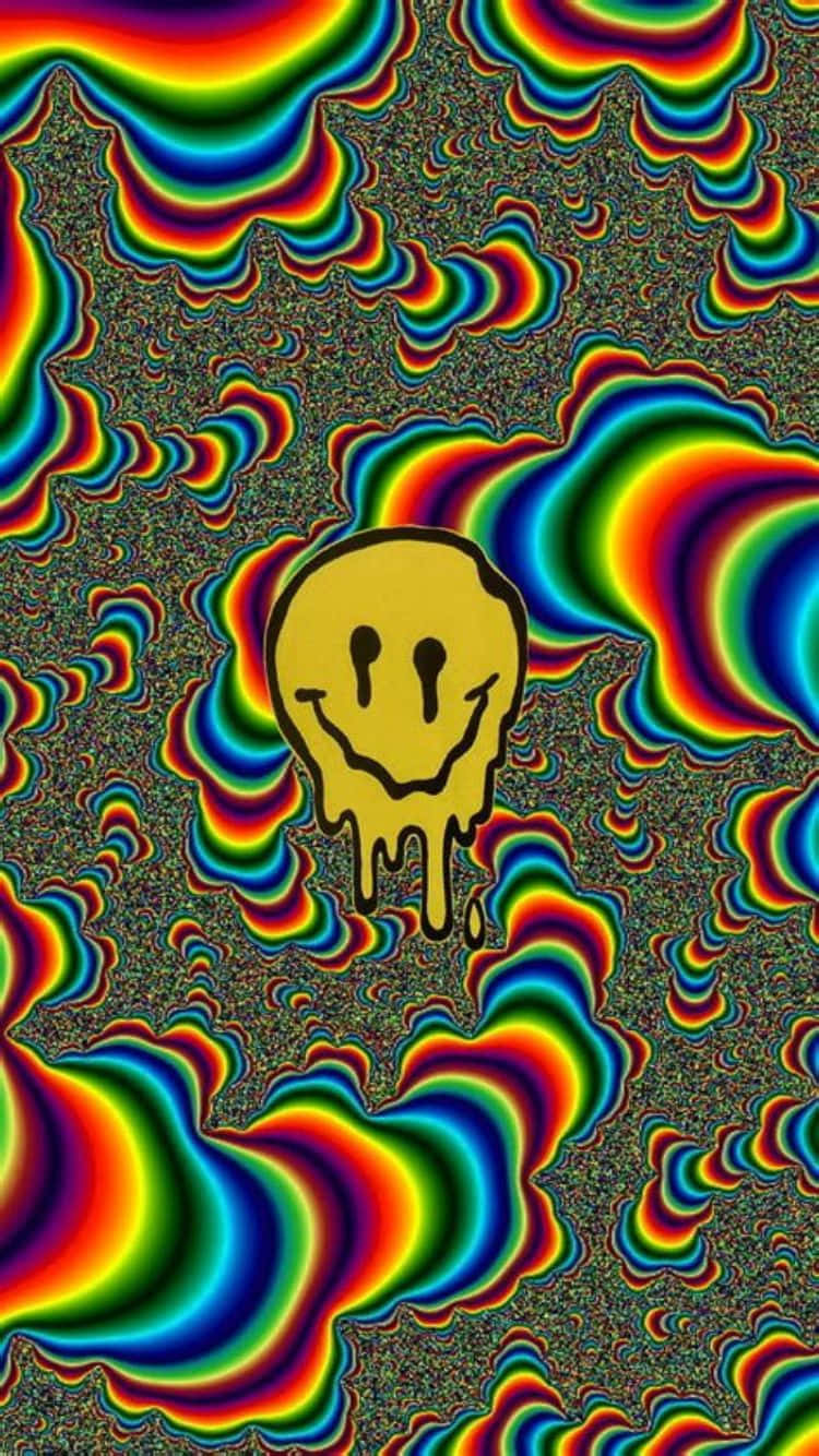 psychedelic skull pattern, i Phone6, dripping yellow smiley face, HD Phone Wallpaper