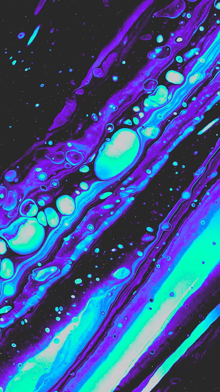 iPhone 6, vibrant purple, cyan liquid paint, HD Phone Wallpaper