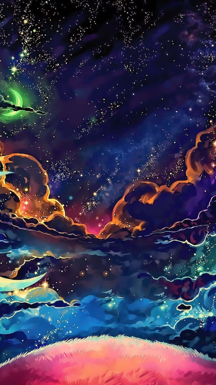 Starry Night Sky Artwork, iPhone 6, glowing stars, HD Phone Wallpaper