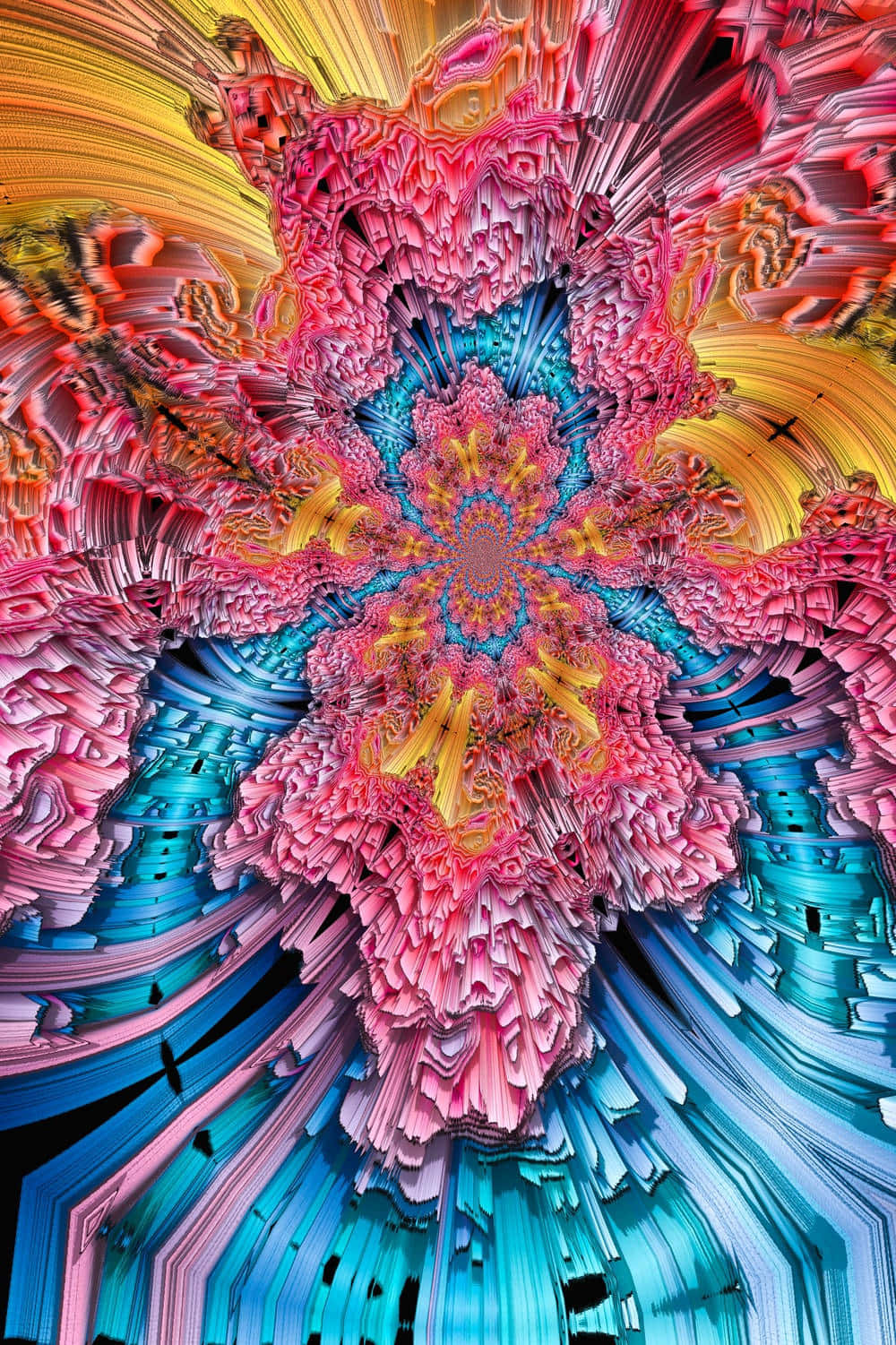 fractal explosion, mandala, pink, HD Phone Wallpaper