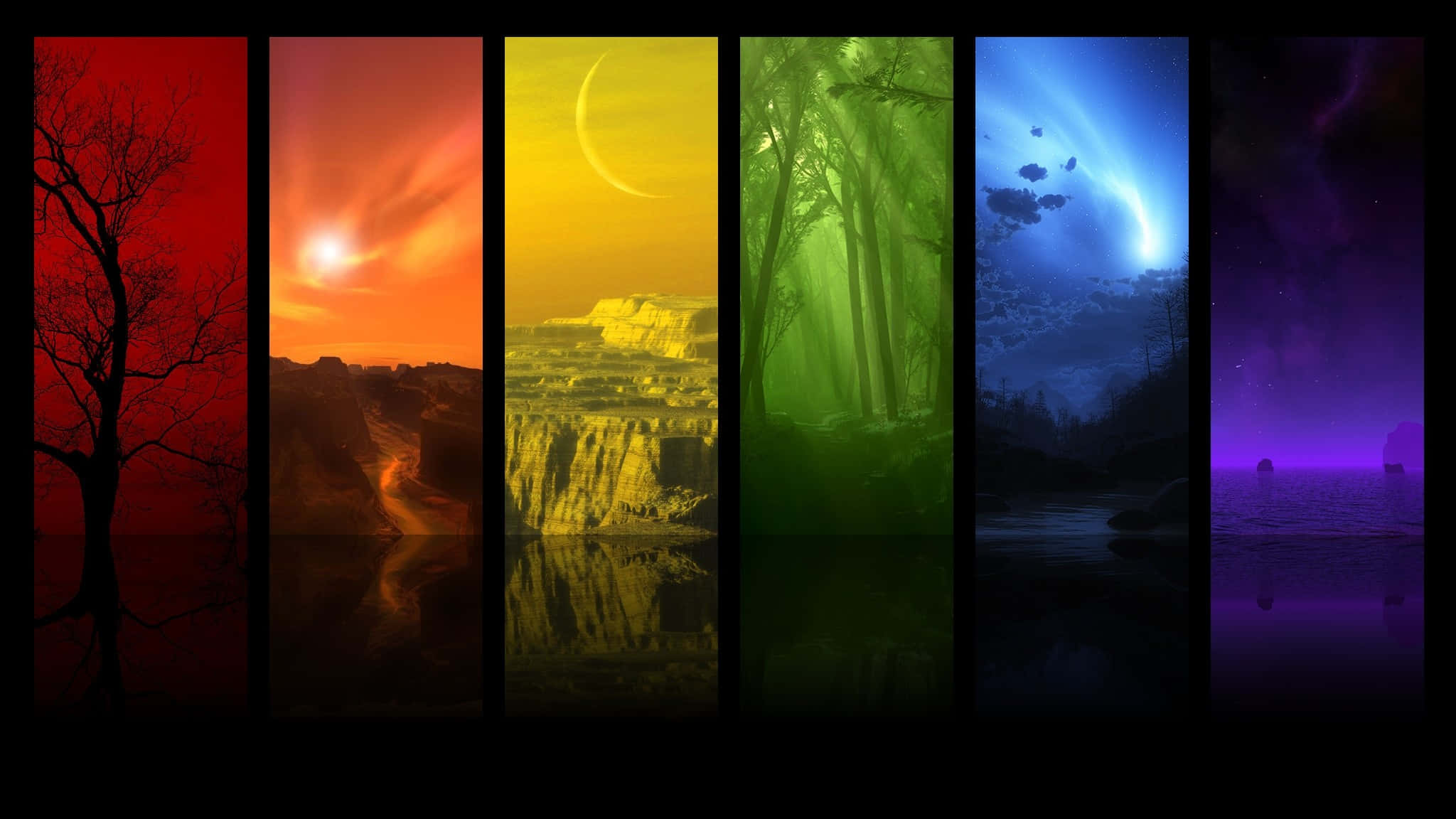 Trippy Nature, rainbow spectrum, surreal landscapes, Full HD Desktop Wallpaper