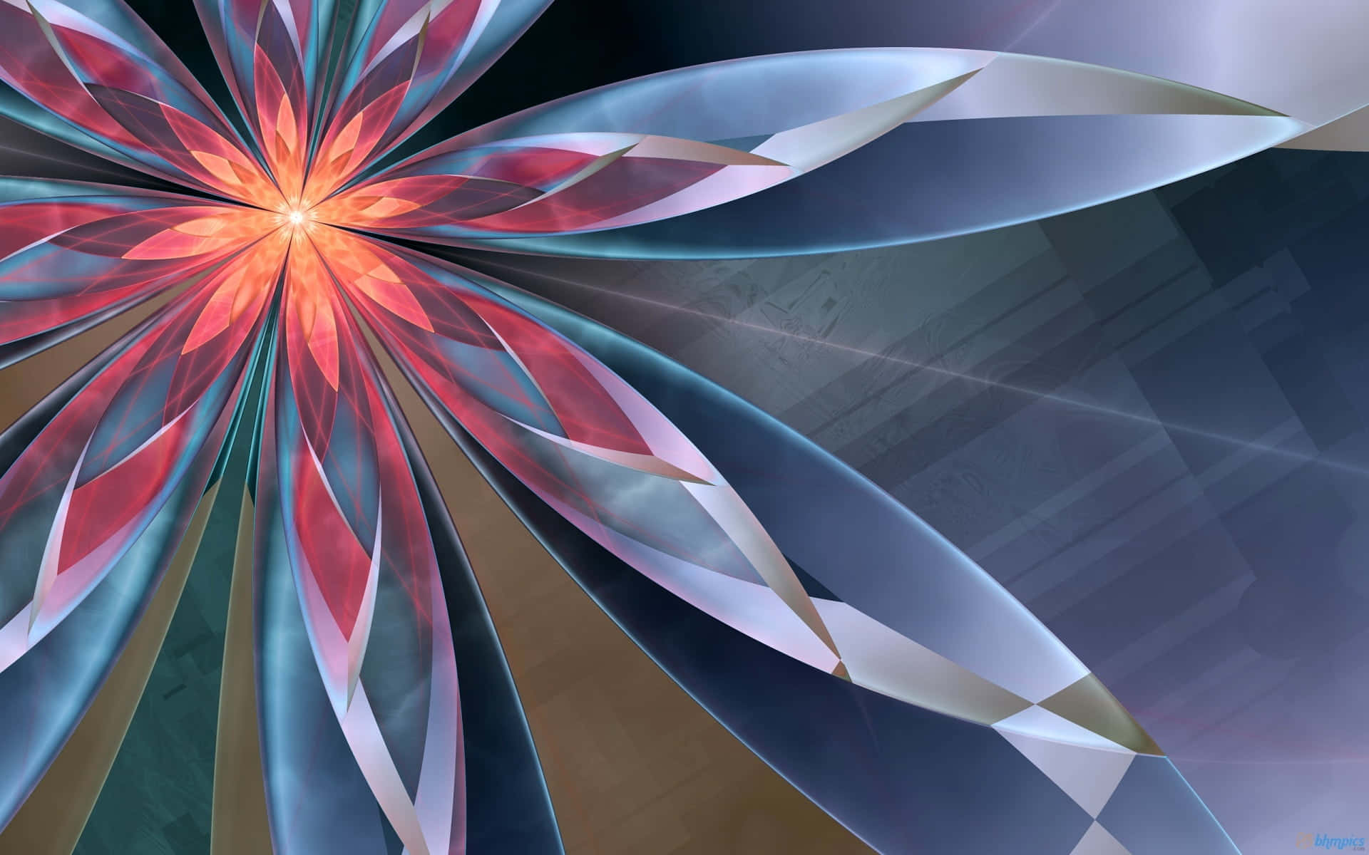 Trippy Neon Lights, fiery red, cool blue, Full HD Desktop Wallpaper