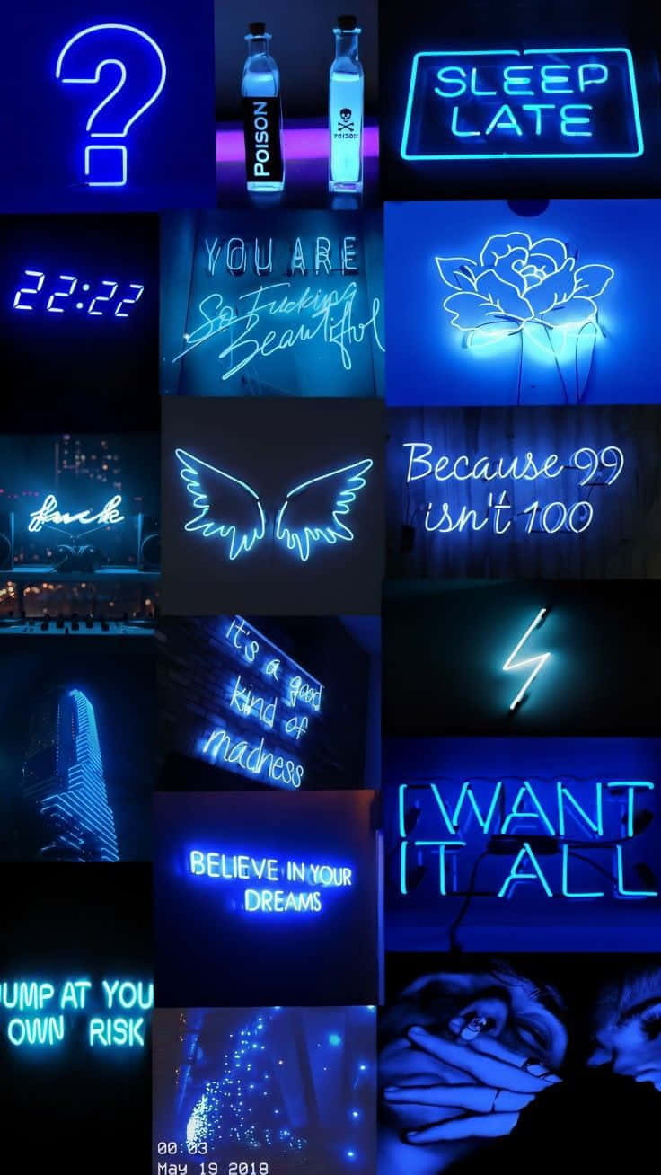 Trippy Neon Lights, glowing blue neon signs, edgy phrases, HD Phone Wallpaper