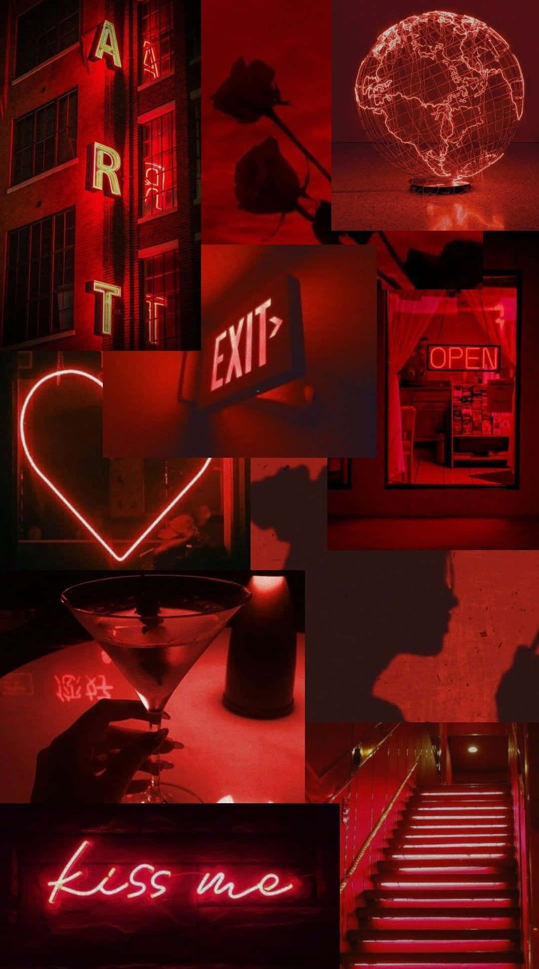 Neon Lights, red neon, globe, Full HD Phone Wallpaper