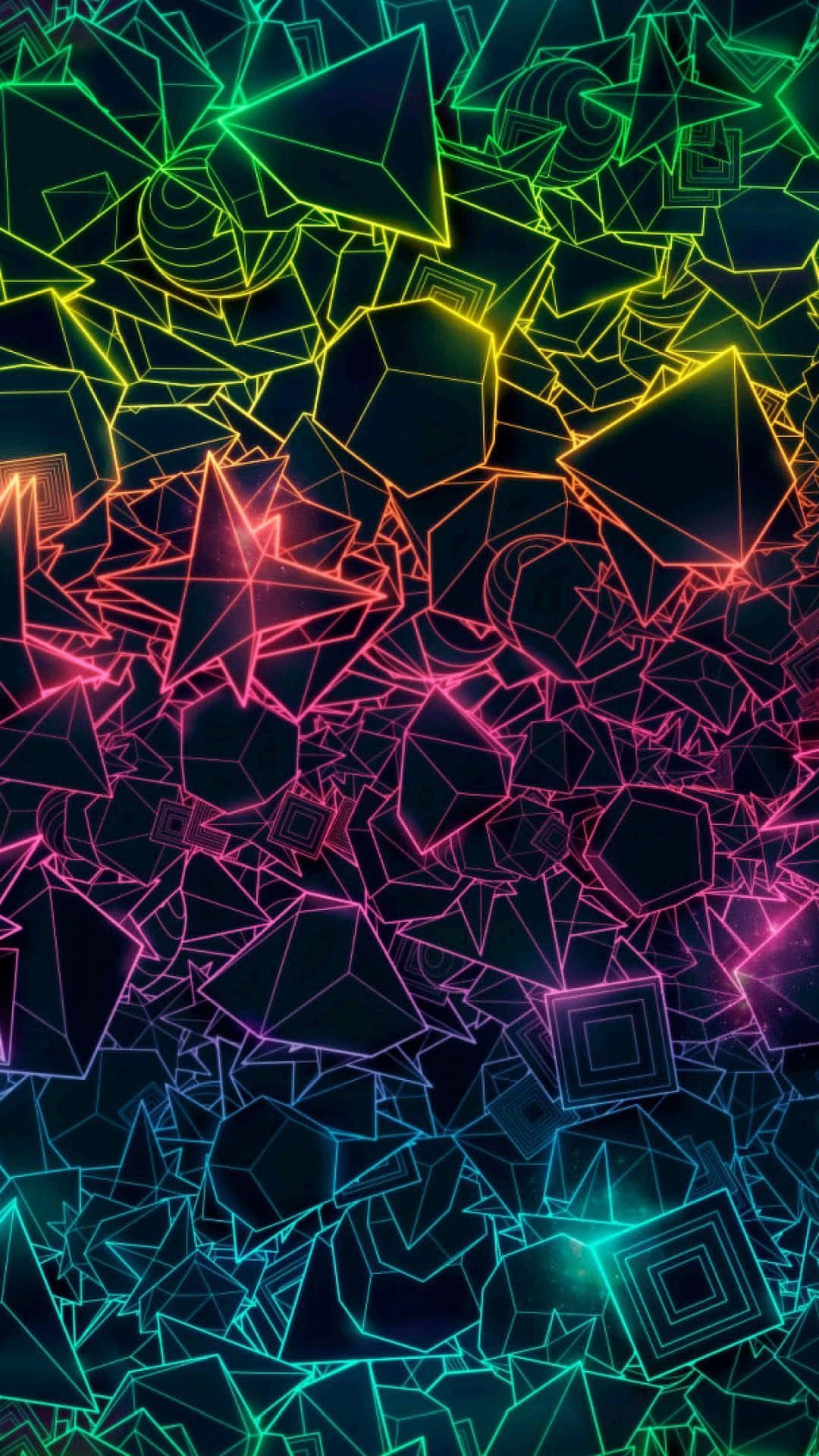 Trippy Neon Lights, neon geometric shapes, darkness, Full HD Phone Wallpaper