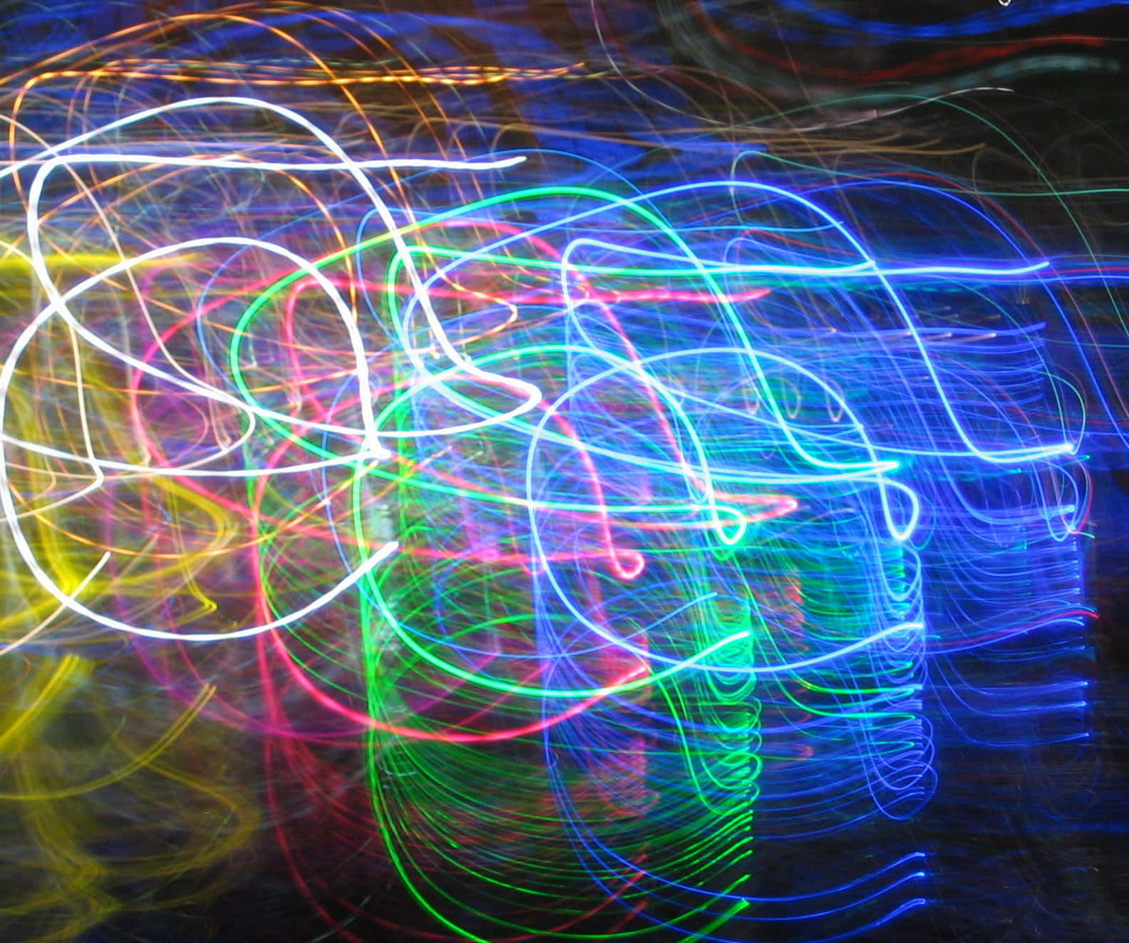 Trippy Neon Lights, neon light trails, dark background, HD Desktop Wallpaper