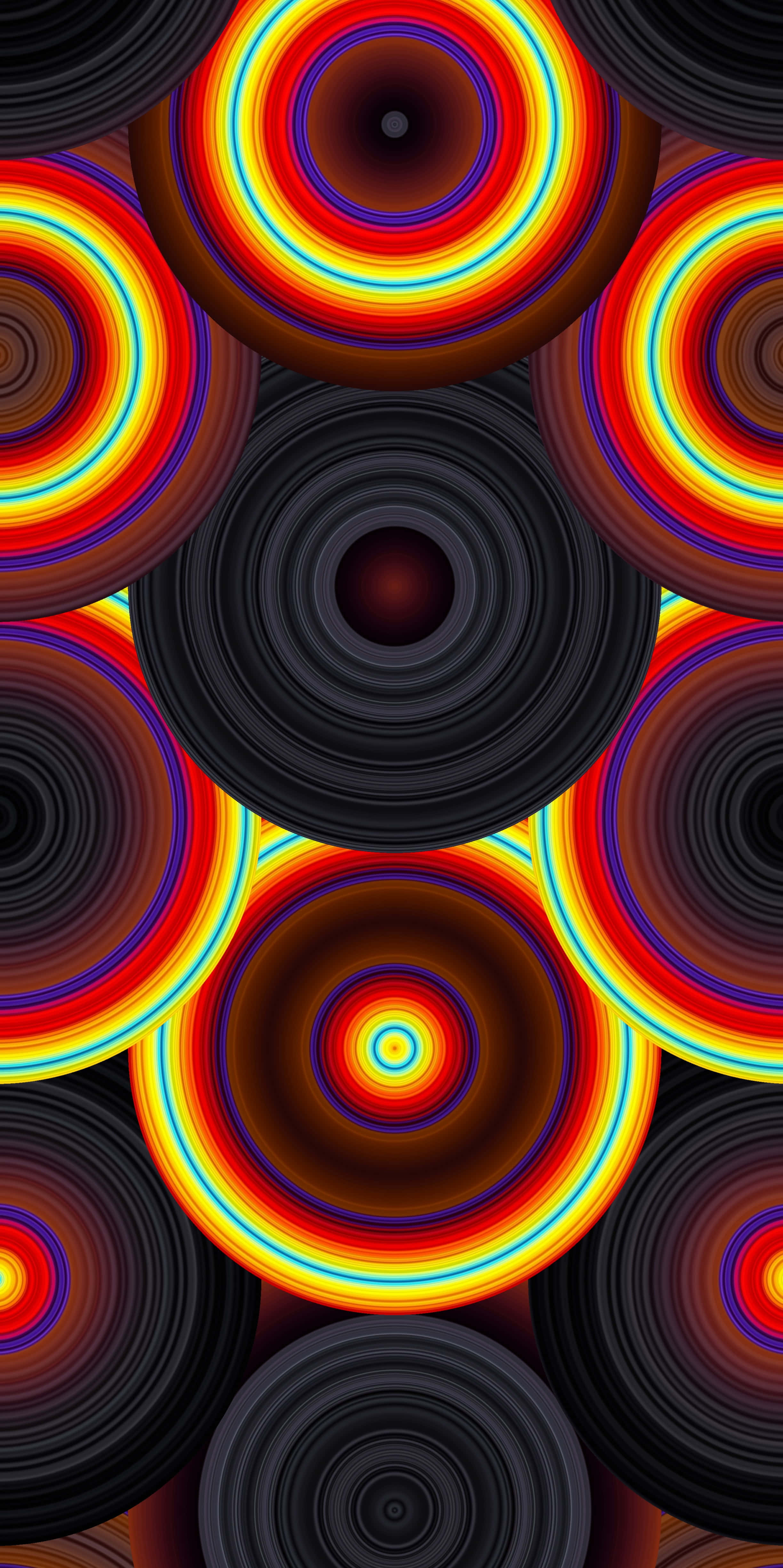Trippy Neon Lights, fiery reds, yellows, 4K Phone Wallpaper