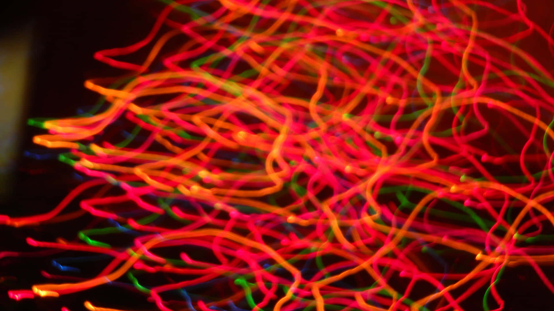 Trippy Neon Lights, neon strands, red orange, Full HD Desktop Wallpaper