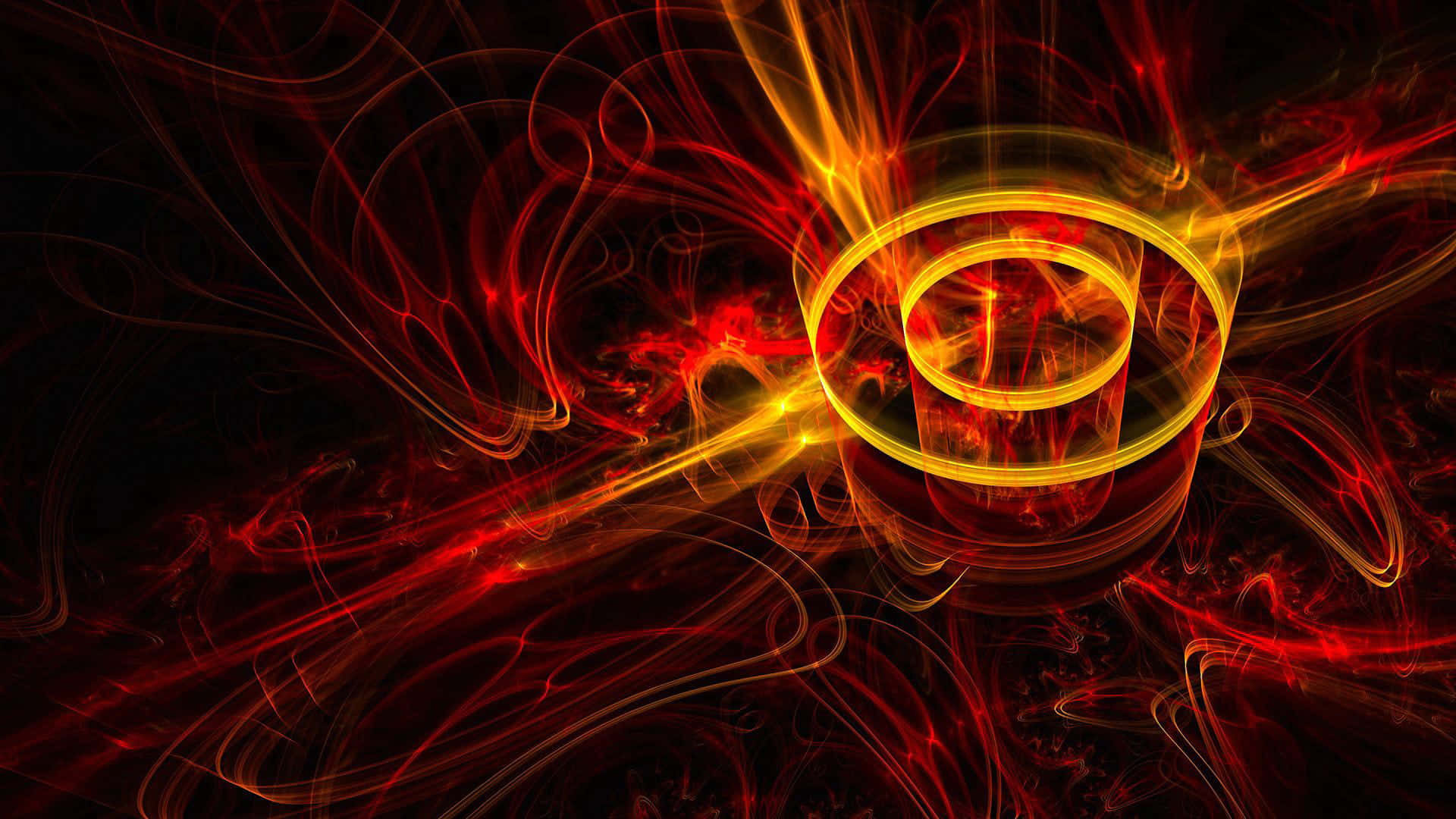 Trippy Neon Lights, golden torus, fiery red, Full HD Desktop Wallpaper