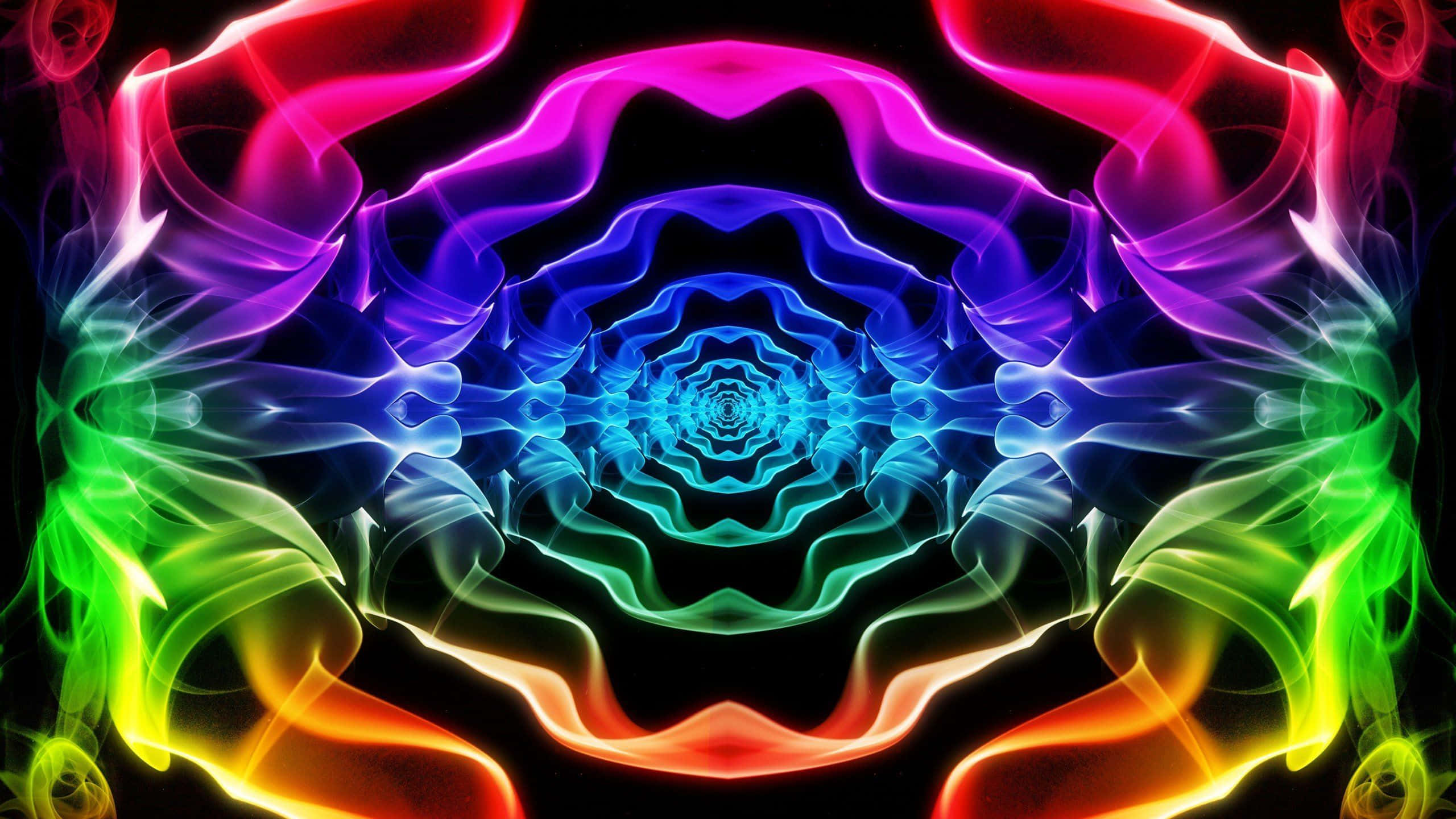 Trippy Neon Lights, neon fractal patterns, rainbow vortex, 2K Desktop Wallpaper