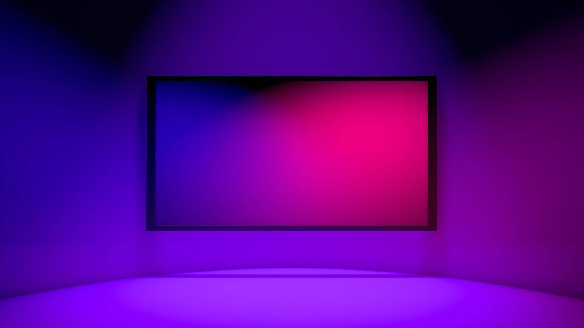 Neon Lit Television, pink to blue gradient, dimly lit purple room, Full HD Desktop Wallpaper