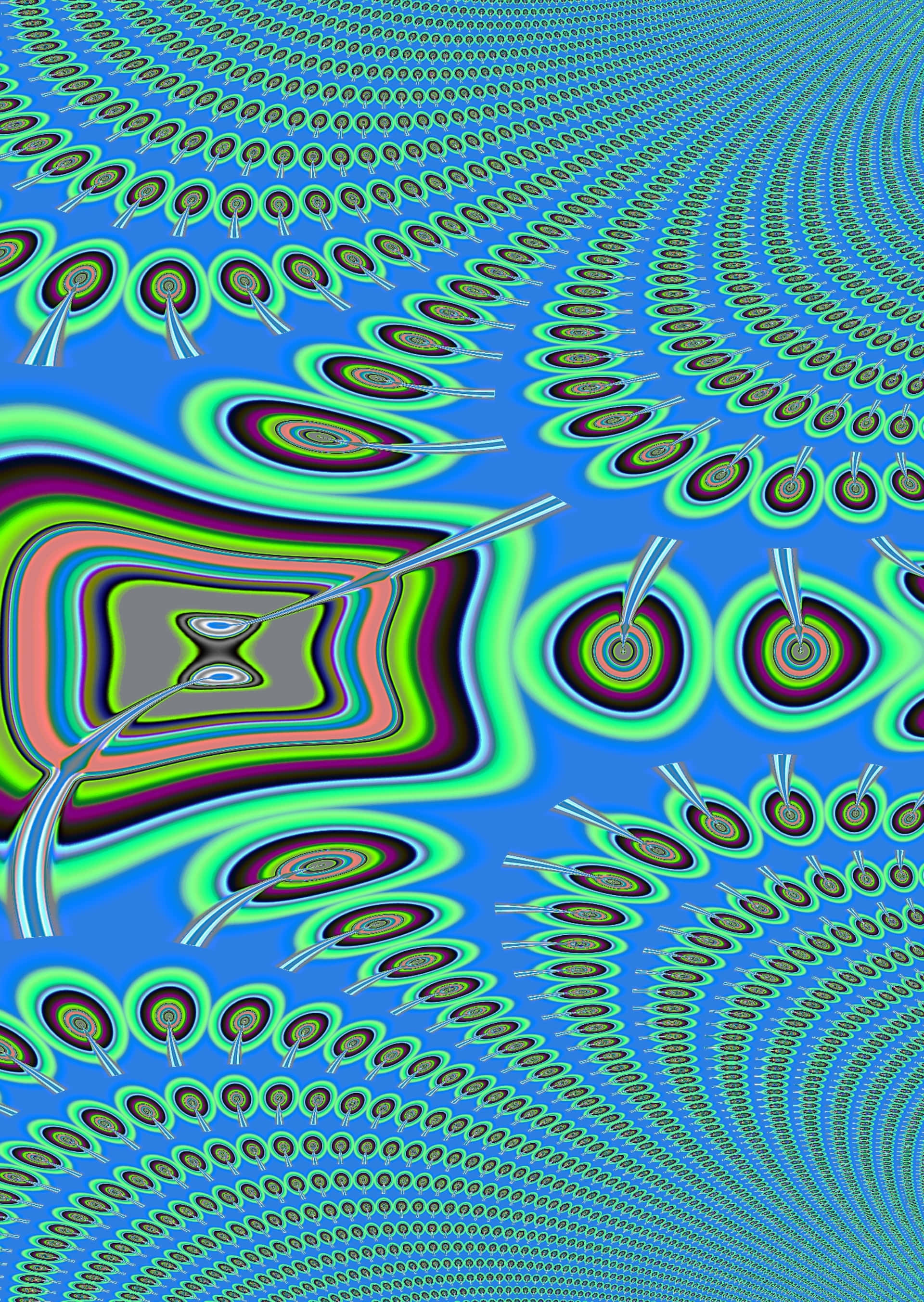 psychedelic neon lights, swirling concentric circles, wavy bands of neon colors, 2K Phone Wallpaper