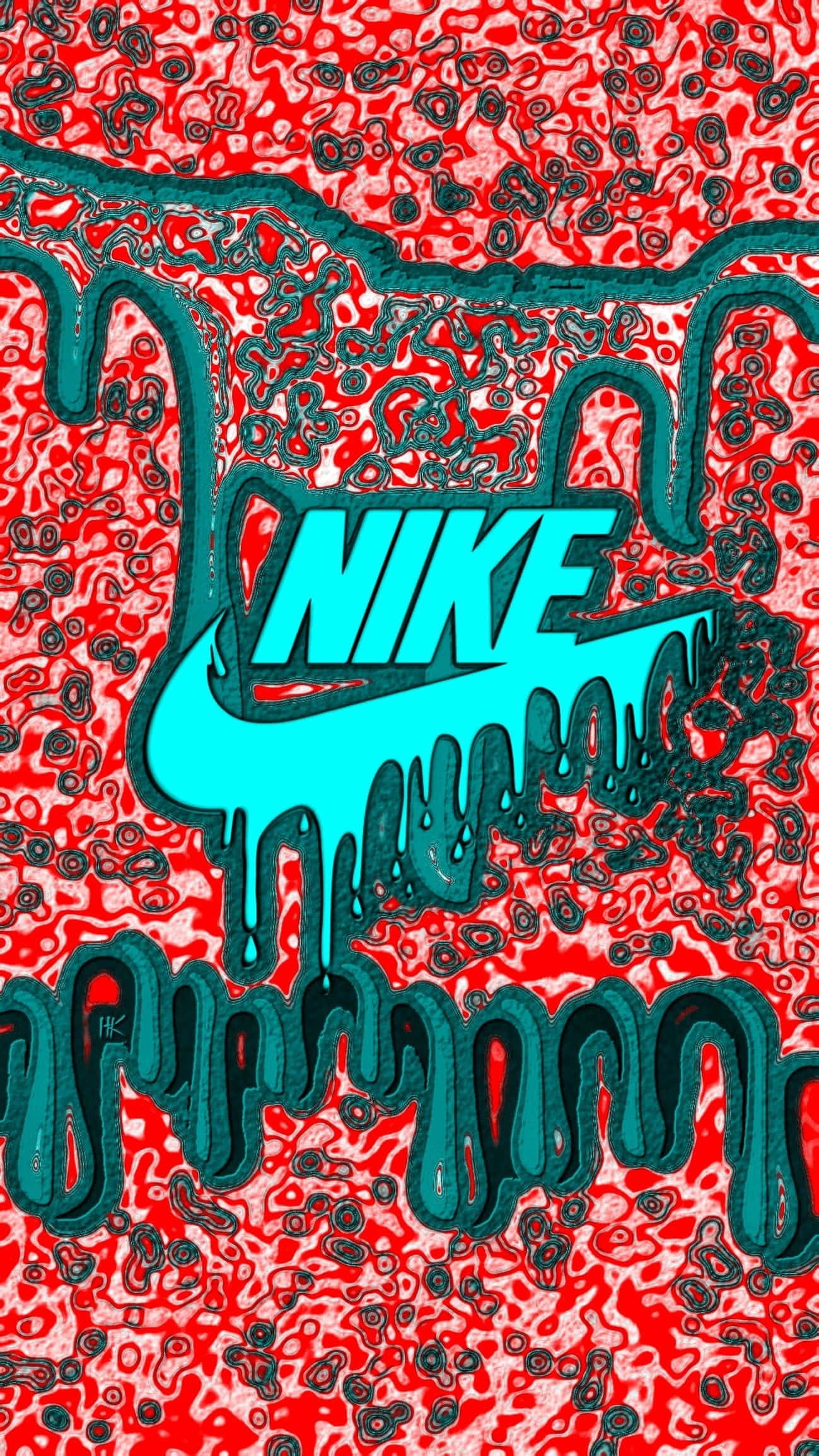 Nike, dripping swoosh, teal, Full HD Phone Wallpaper