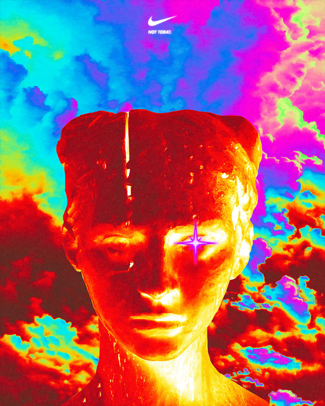 Nike logo, not today text, red statue head, HD Phone Wallpaper