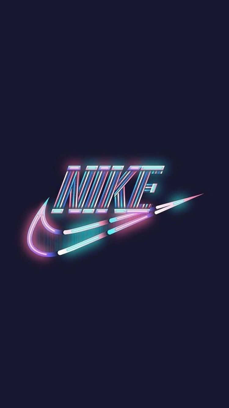 Neon Nike Logo, vibrant pink, cyan stripes, HD Phone Wallpaper