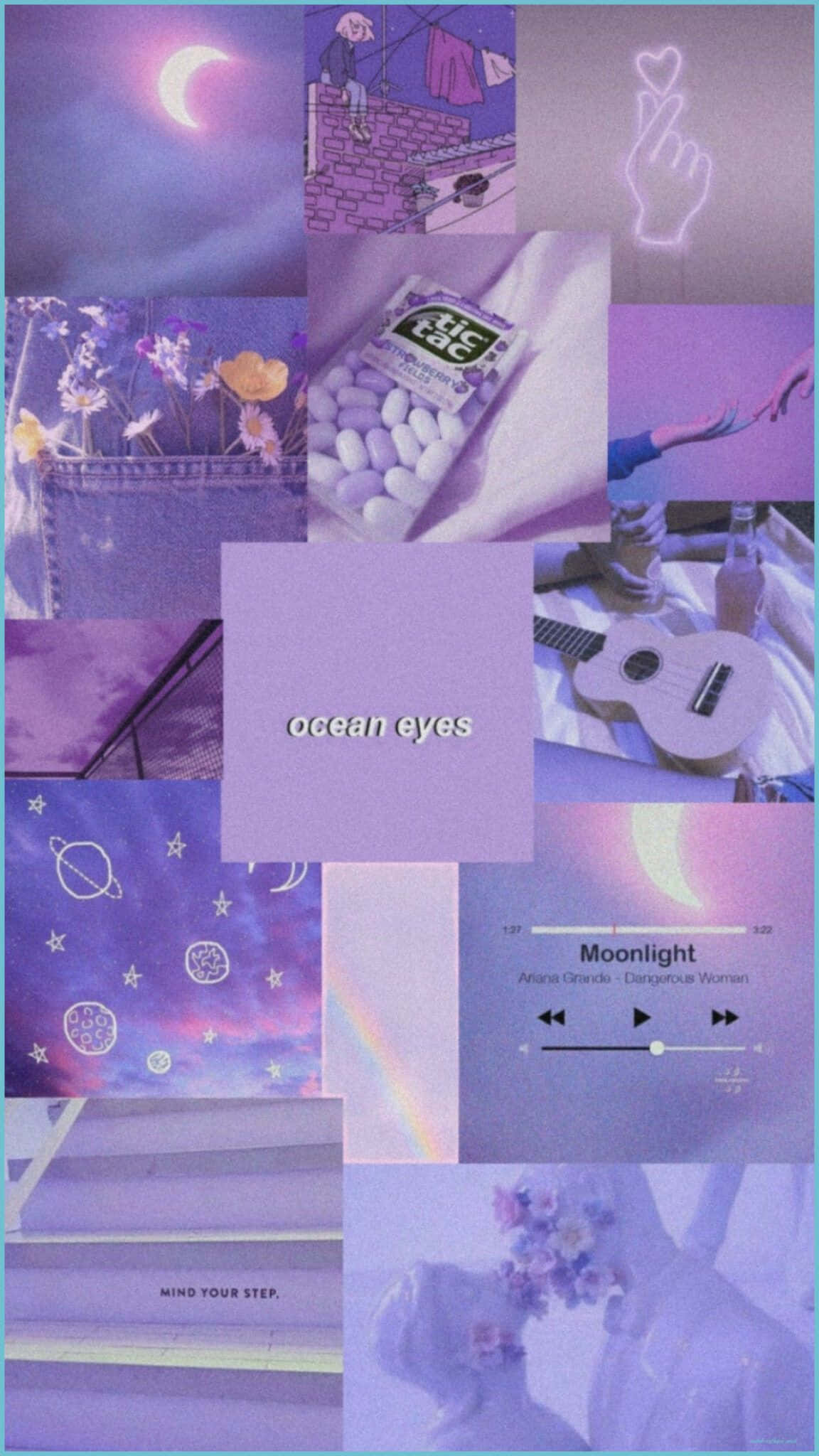 Aesthetic Vintage Royal Purple, moonlit scenes, flowers, Full HD Phone Wallpaper