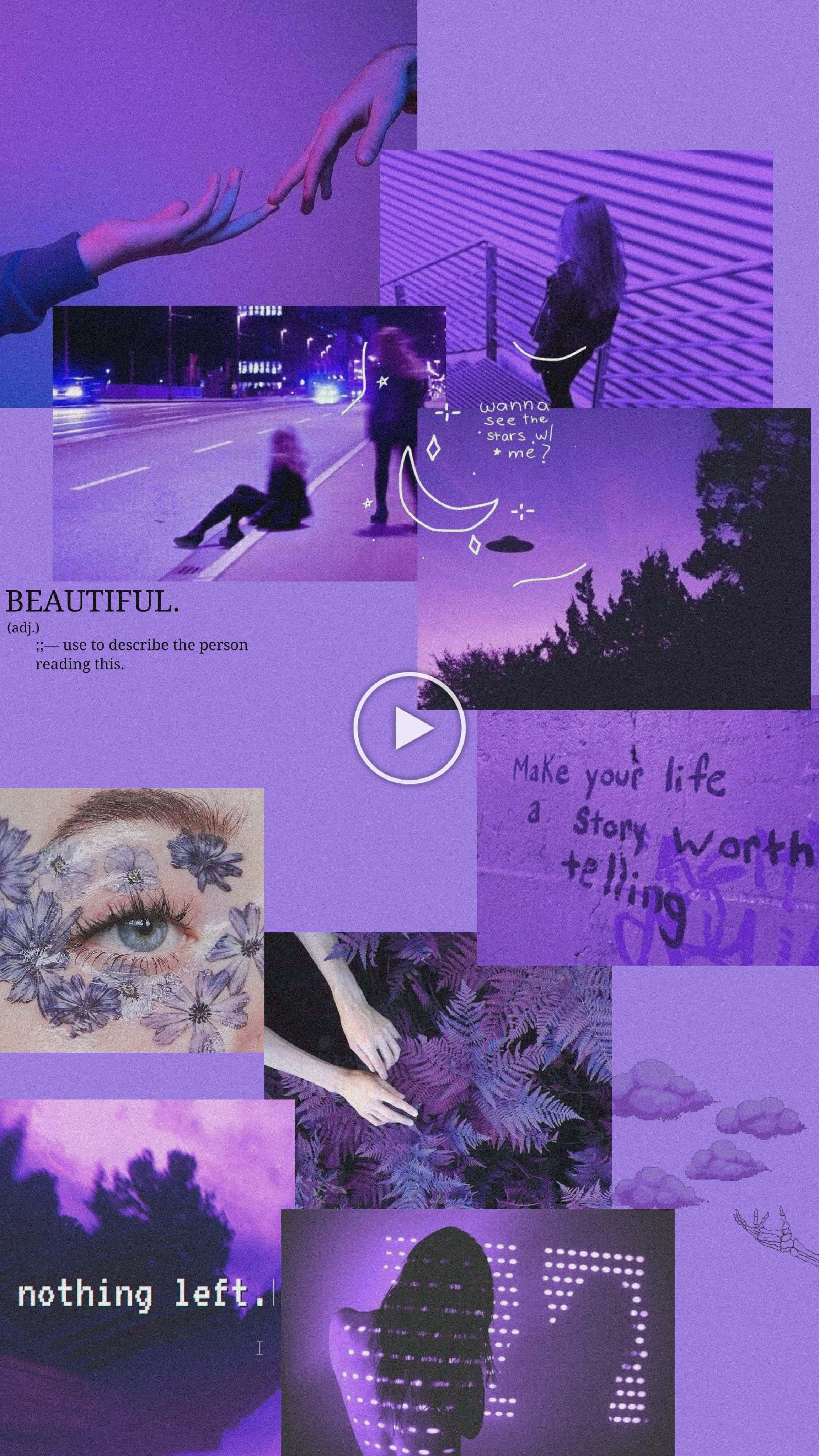 vintage purple aesthetic, vibrant purple-toned collage, hands reaching, 4K Phone Wallpaper