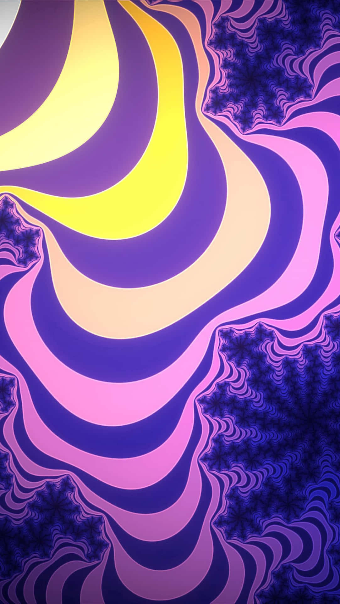 abstract purple yellow waves art, vibrant psychedelic wallpaper, flowing yellow and purple waves, Full HD Phone Wallpaper