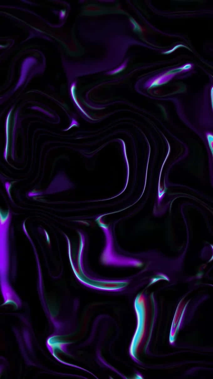 abstract purple liquid aesthetic, swirling dark purple and neon cyan liquid-like patterns, black background, SD Phone Wallpaper