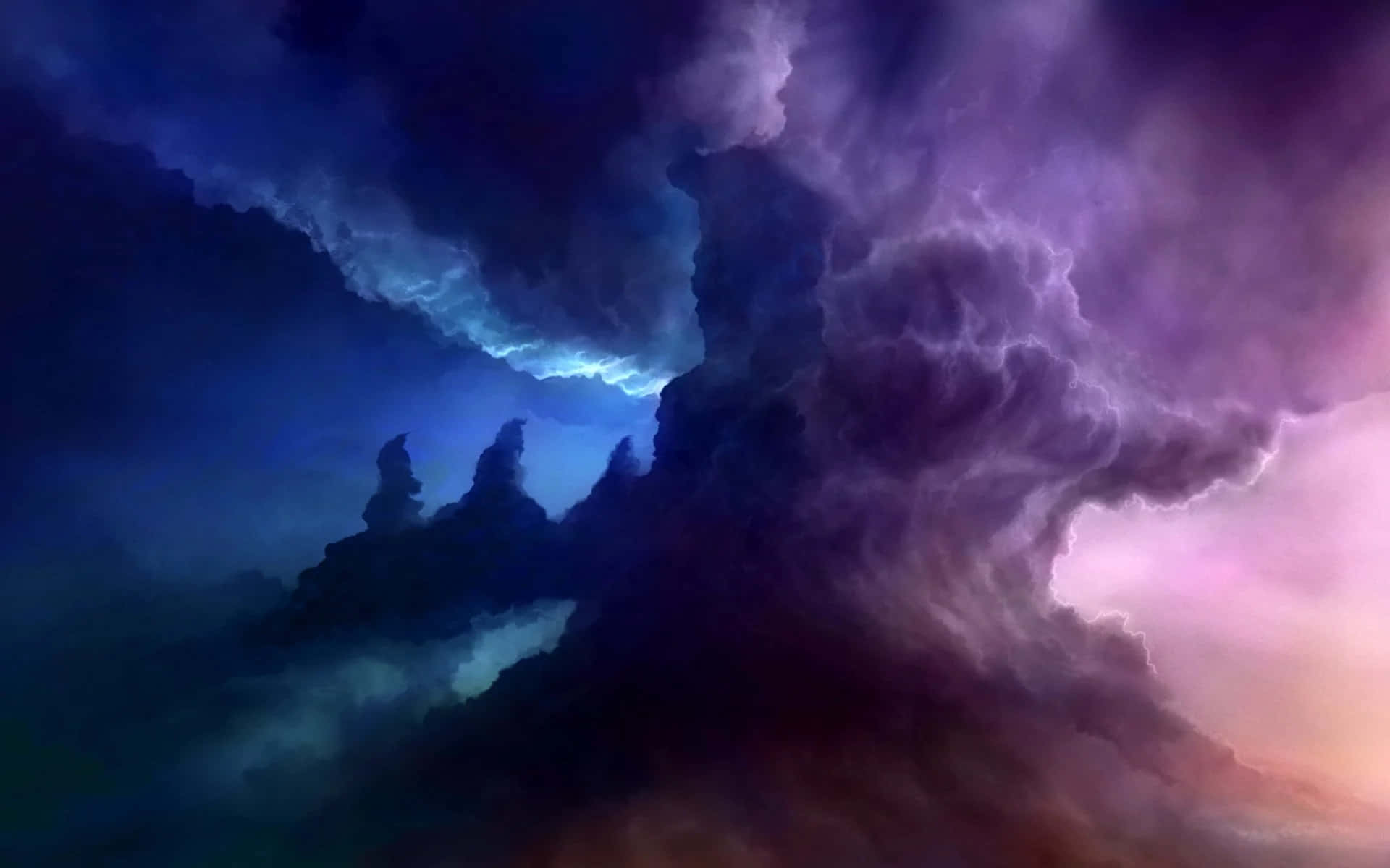 Trippy Sky, twilight sky, purple and blue storm clouds, Full HD Desktop Wallpaper